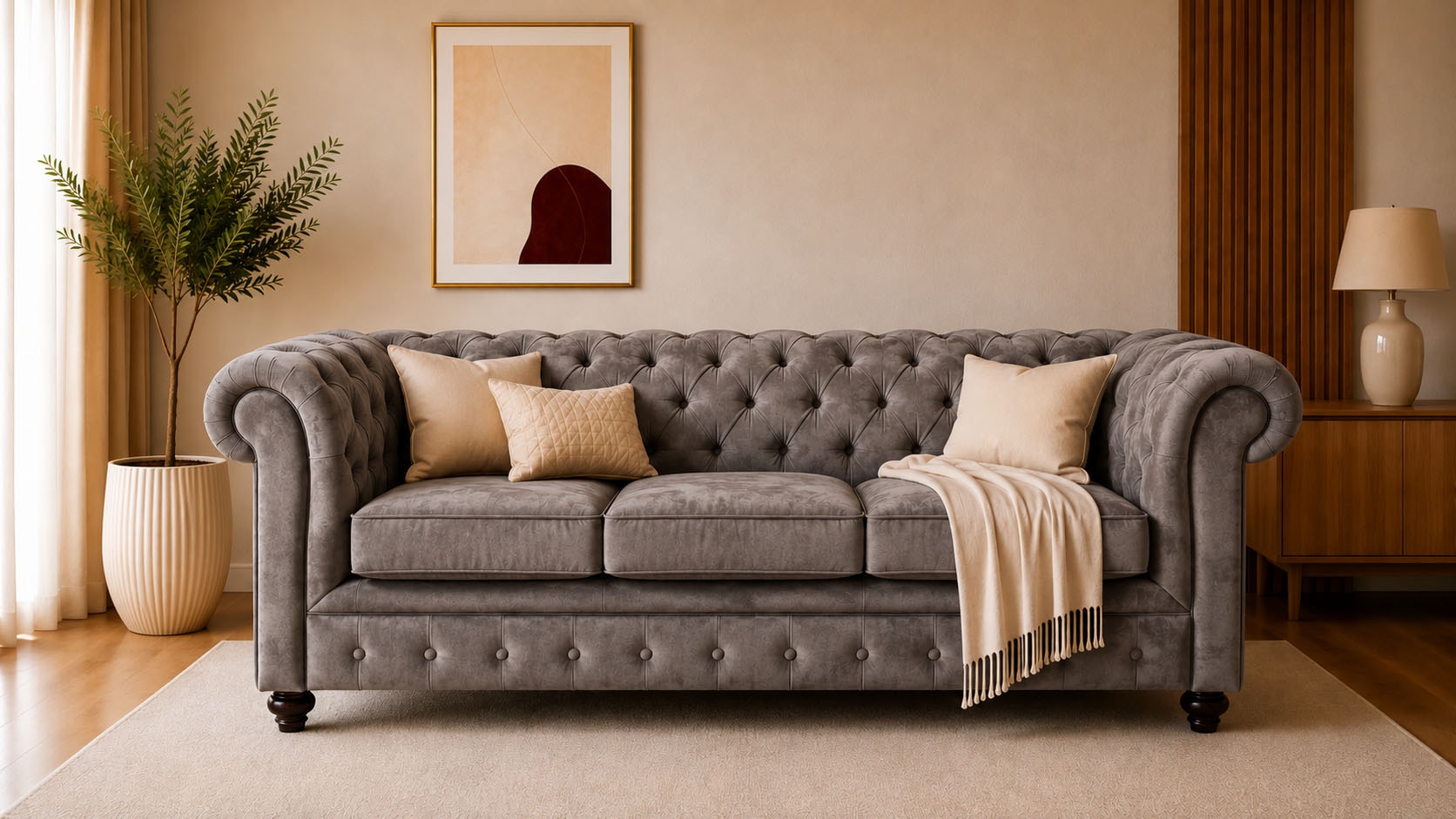 OTTO home Chesterfield-Sofa "Chesterfield 3-Sitzer B/T/H: 198/89/74 cm" mit hochwertiger Knopfheftung, auch in Leder