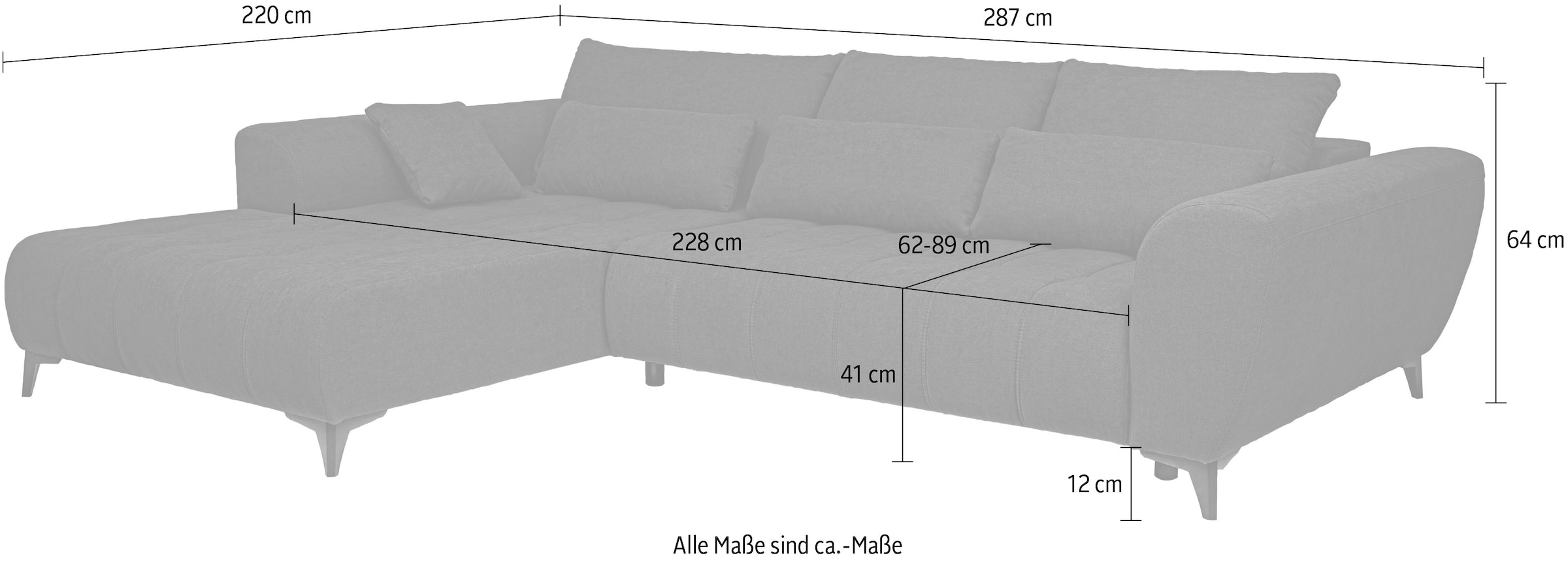 WERK2 Ecksofa »Memo Garay«, Luxus in Übergröße: XXL-Liegefläche, Komfort-Ottomane & stilvolle Füße