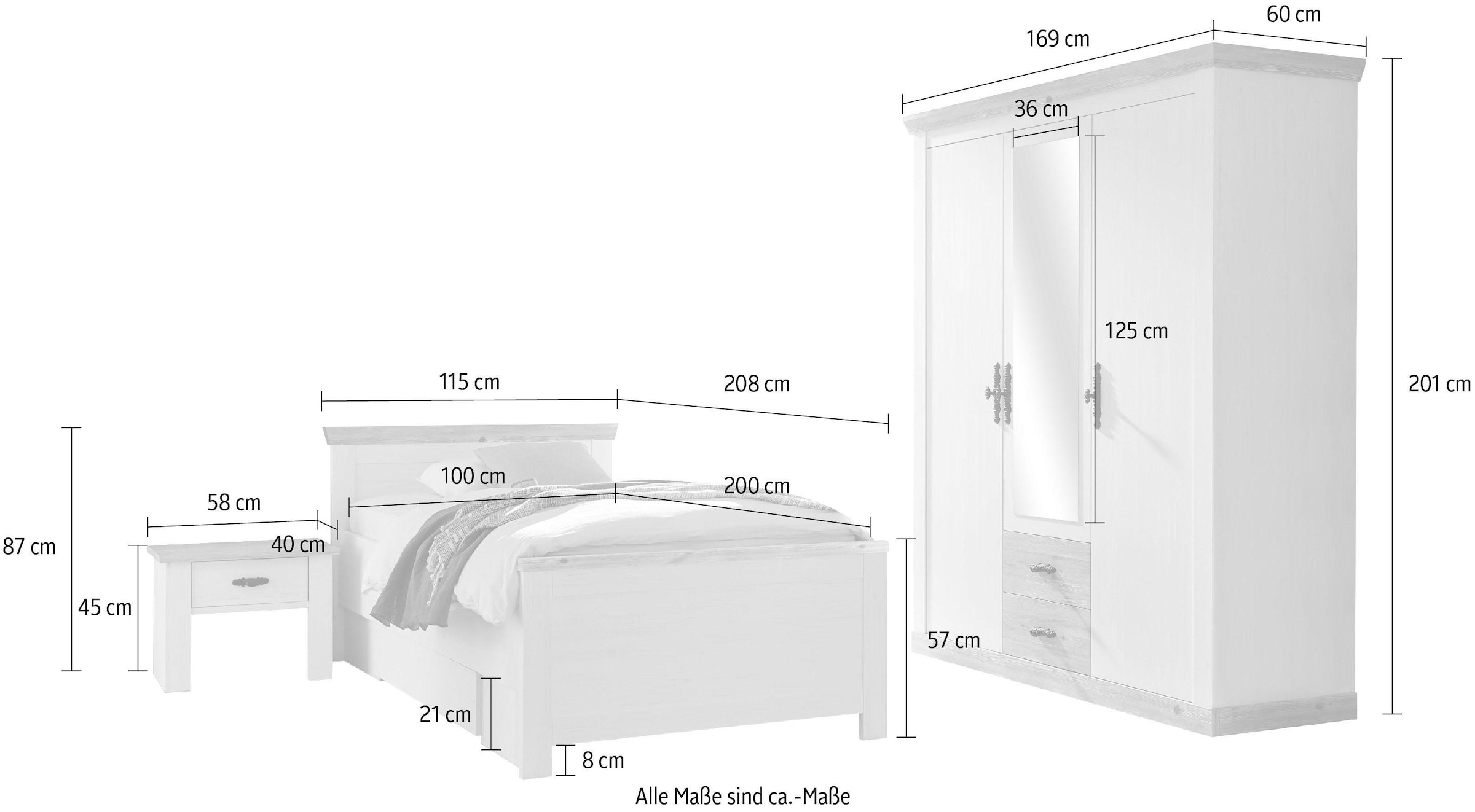 Home affaire Schlafzimmer-Set »Florenz«, in 3 verschiedenen Ausführungen