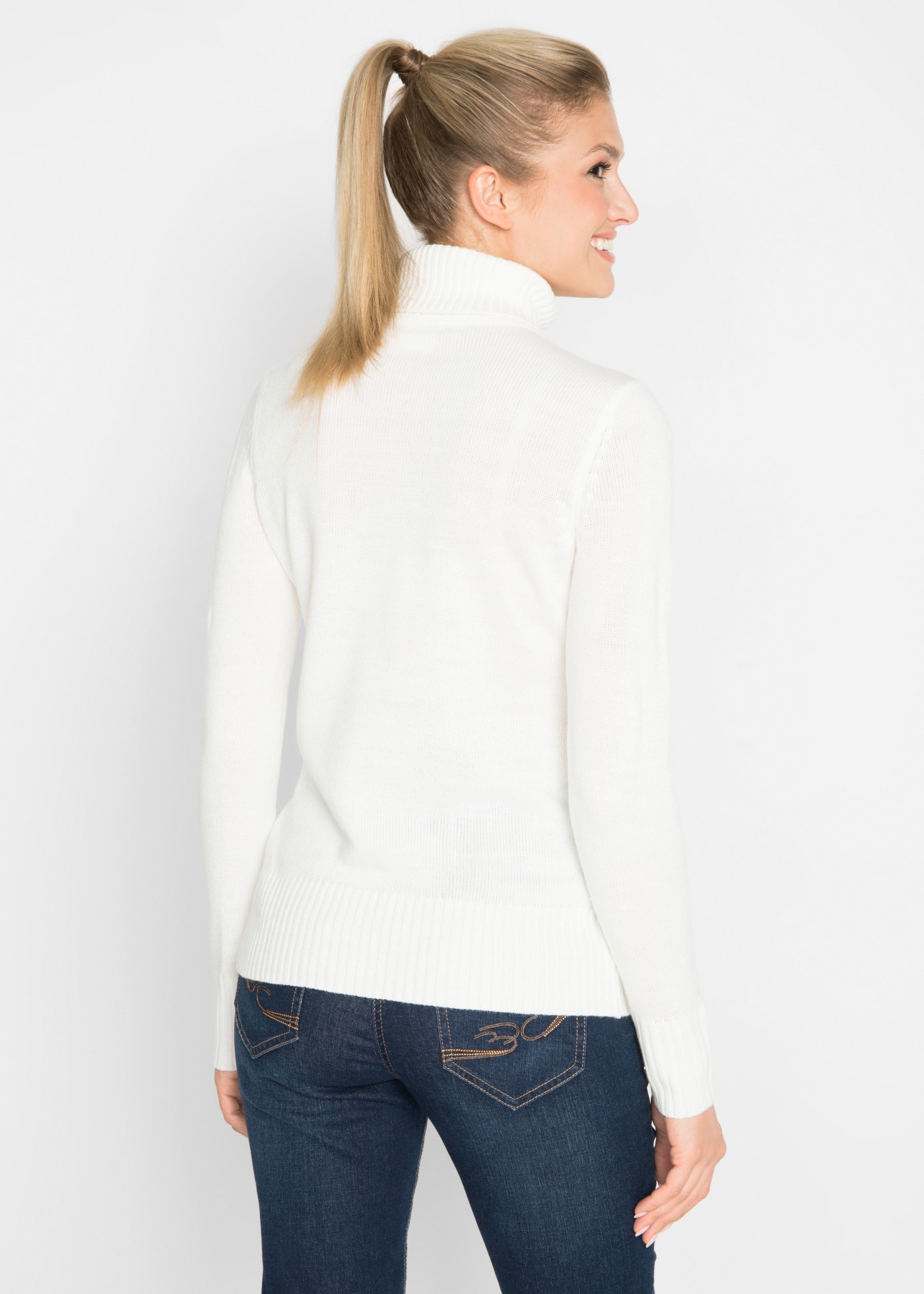 bonprix Rollkragenpullover mit Rollkragen, hüftbedeckende Länge, Slim Fit