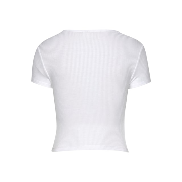 Buffalo Kurzarmshirt, mit Wickeloptik und V-Ausschnitt, T-Shirt,  figurbetont, Basic für kaufen | BAUR