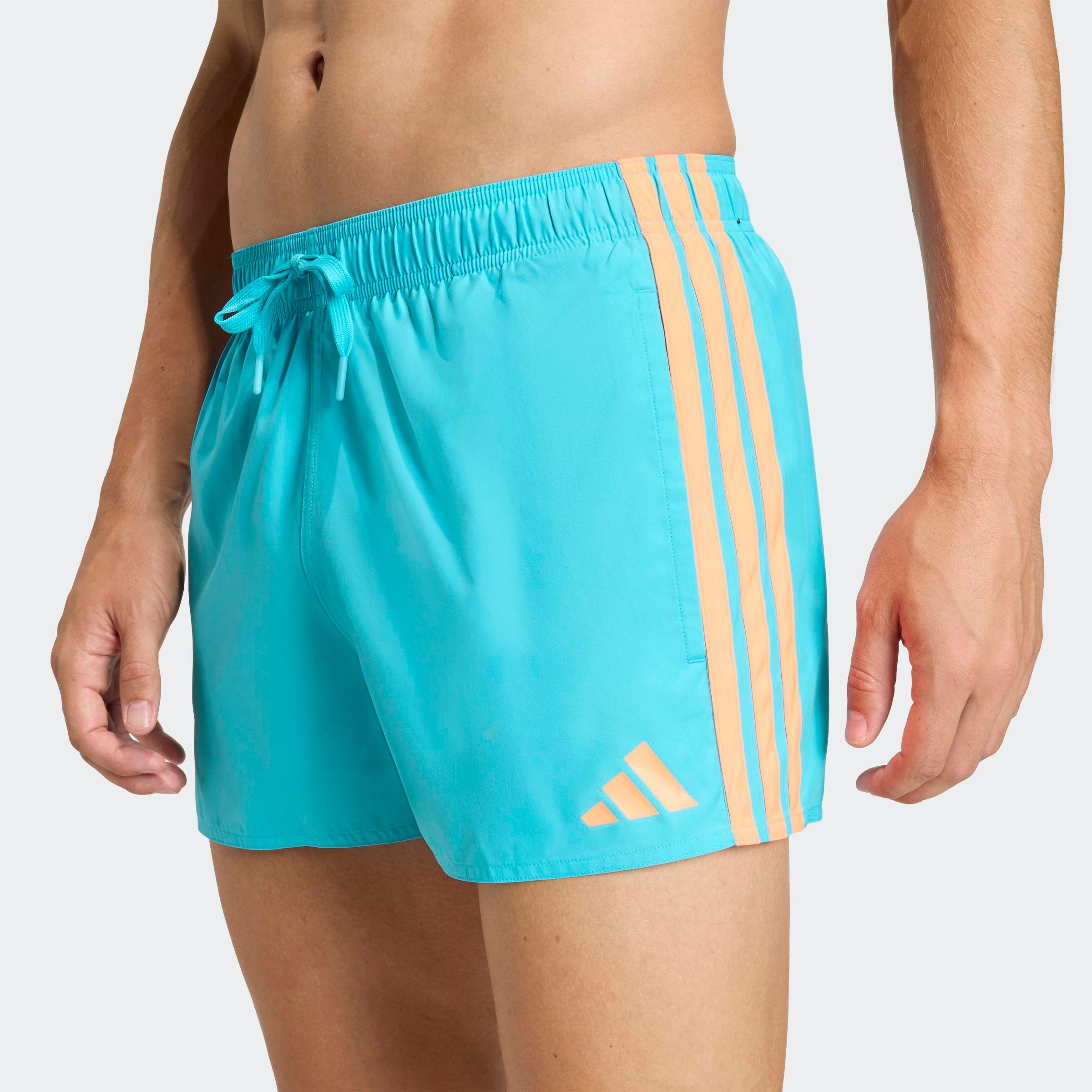 Badeshorts ADIDAS PERFORMANCE "3-STREIFEN 3-INCH", Herren, Gr. XL, N-Gr, lucid cyan, lucid orange, Gewirkt, Obermaterial: 100% Polyester, Badehosen Badeshorts 2
