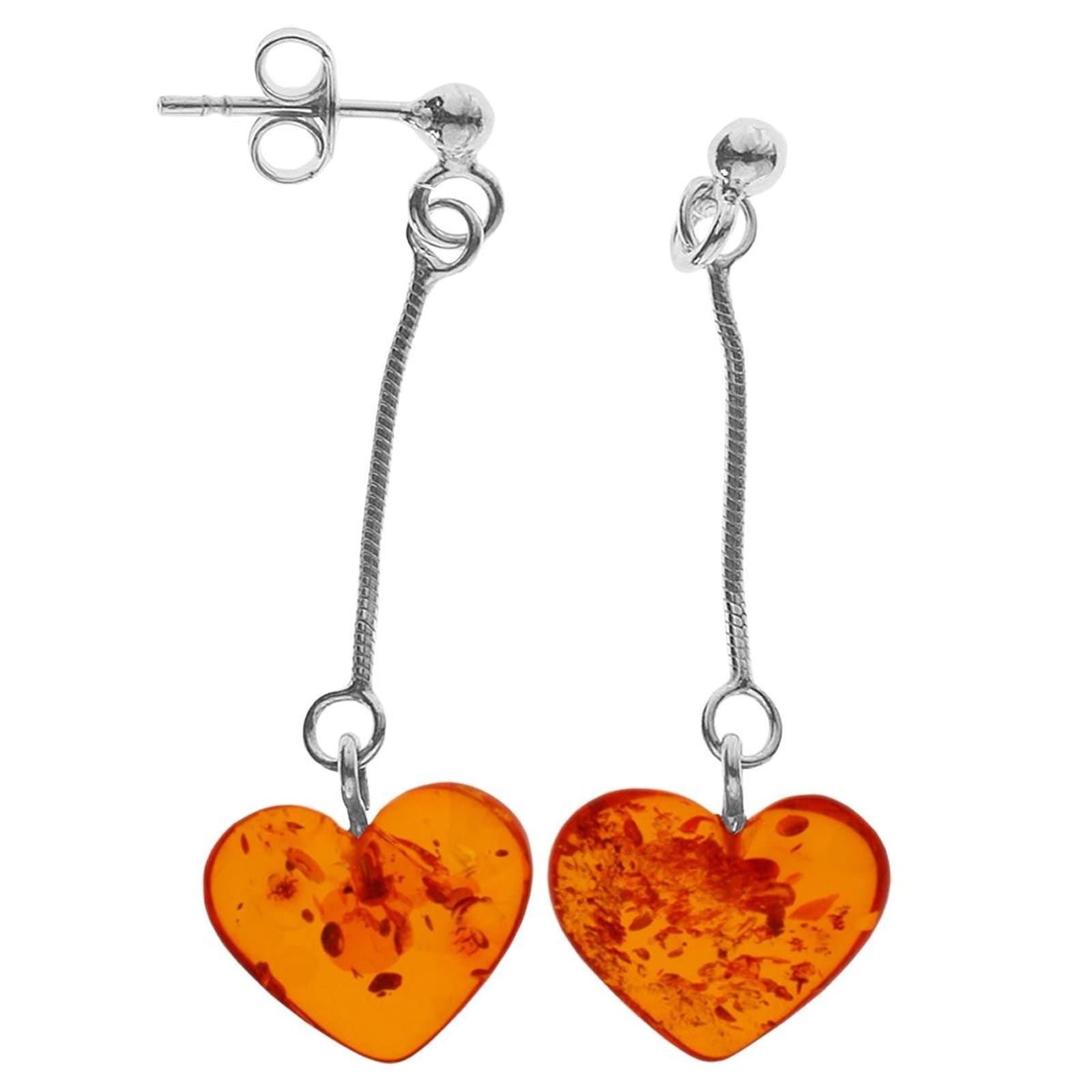 Paar Ohrhänger OSTSEE-SCHMUCK "- Herz 10 mm - Silber 925/000 - Bernstein" Gr. 45, silber (silber 925, silberfarben, weiß), Ohrringe, Damen, Silber 925 (Sterlingsilber)