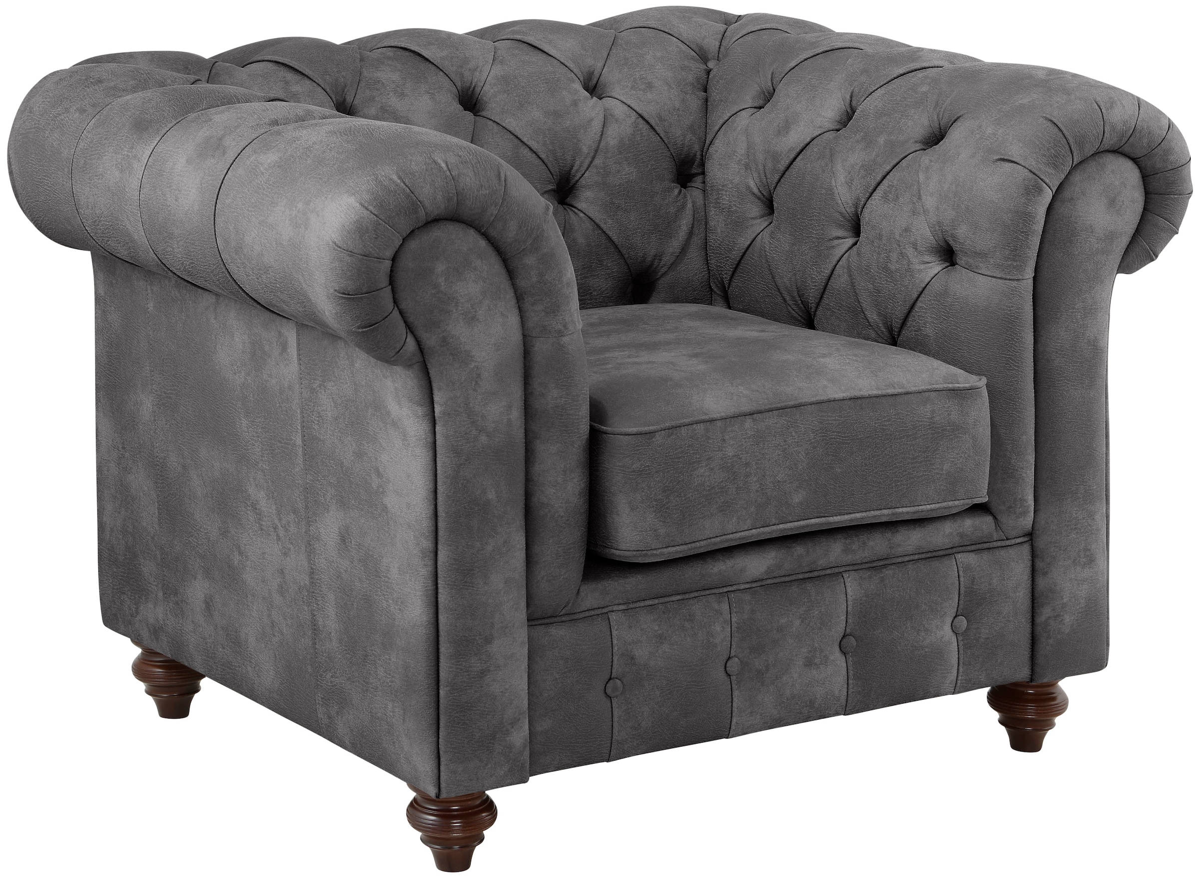Home affaire Sessel »Chesterfield B/T/H: 105/69/74 cm«, mit hochwertiger Knopfheftung, auch in Leder