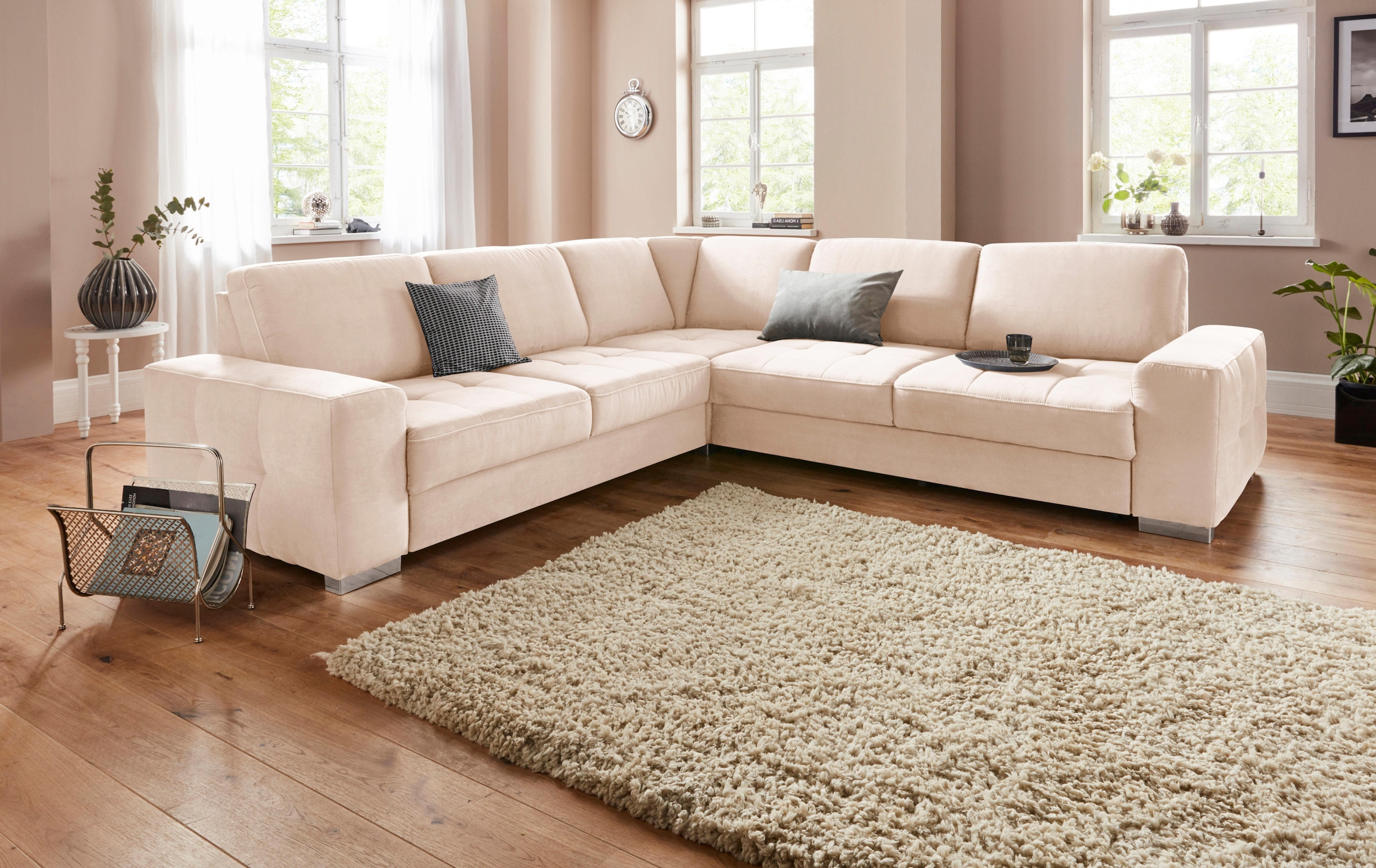 sit&more Ecksofa "Santorini L-Form" mit Federkern und Sitztiefenverstellung, wahlweise mit Schlaffunktion