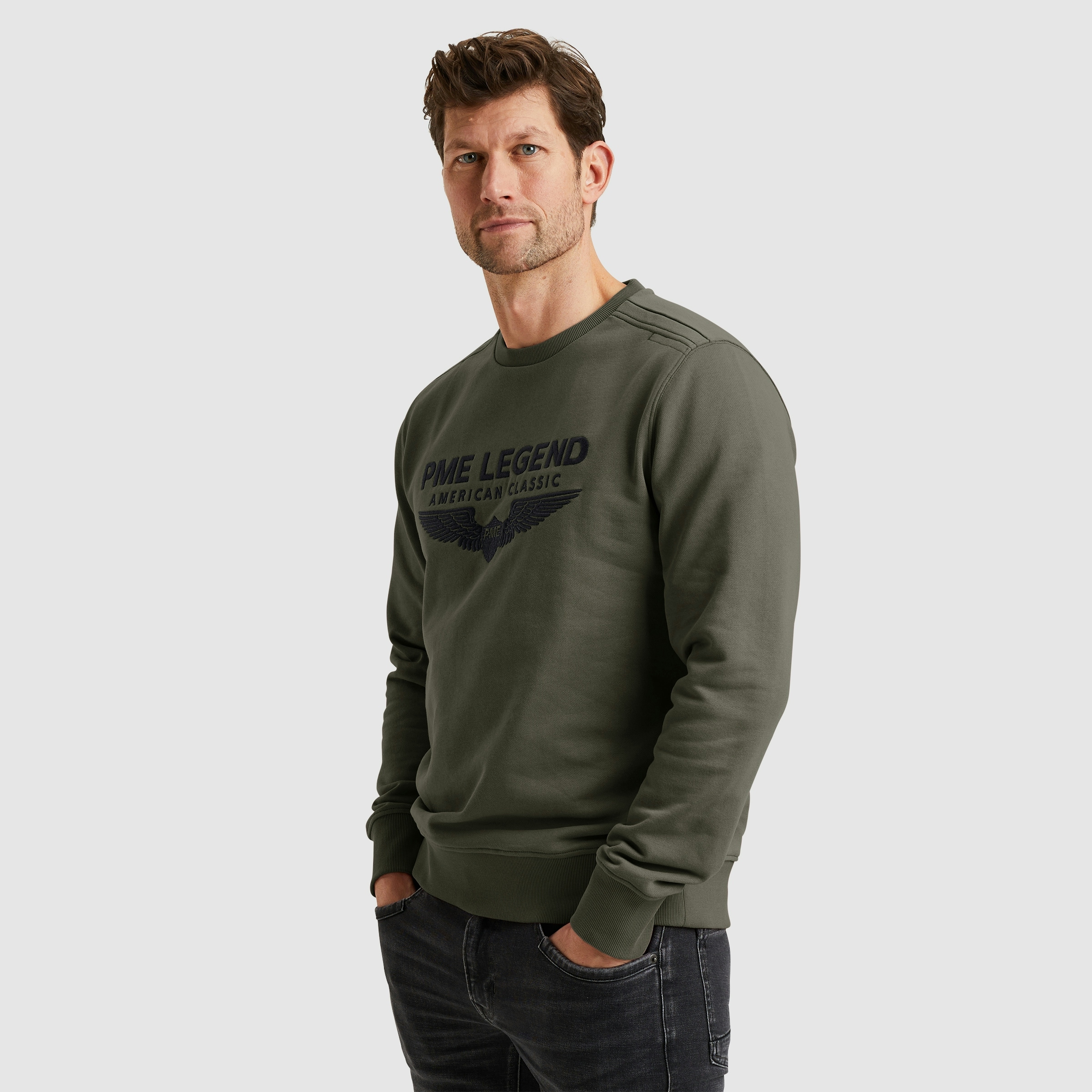 PME LEGEND Sweatshirt »Crewneck soft terry with logo«, mit Logo Stickerei