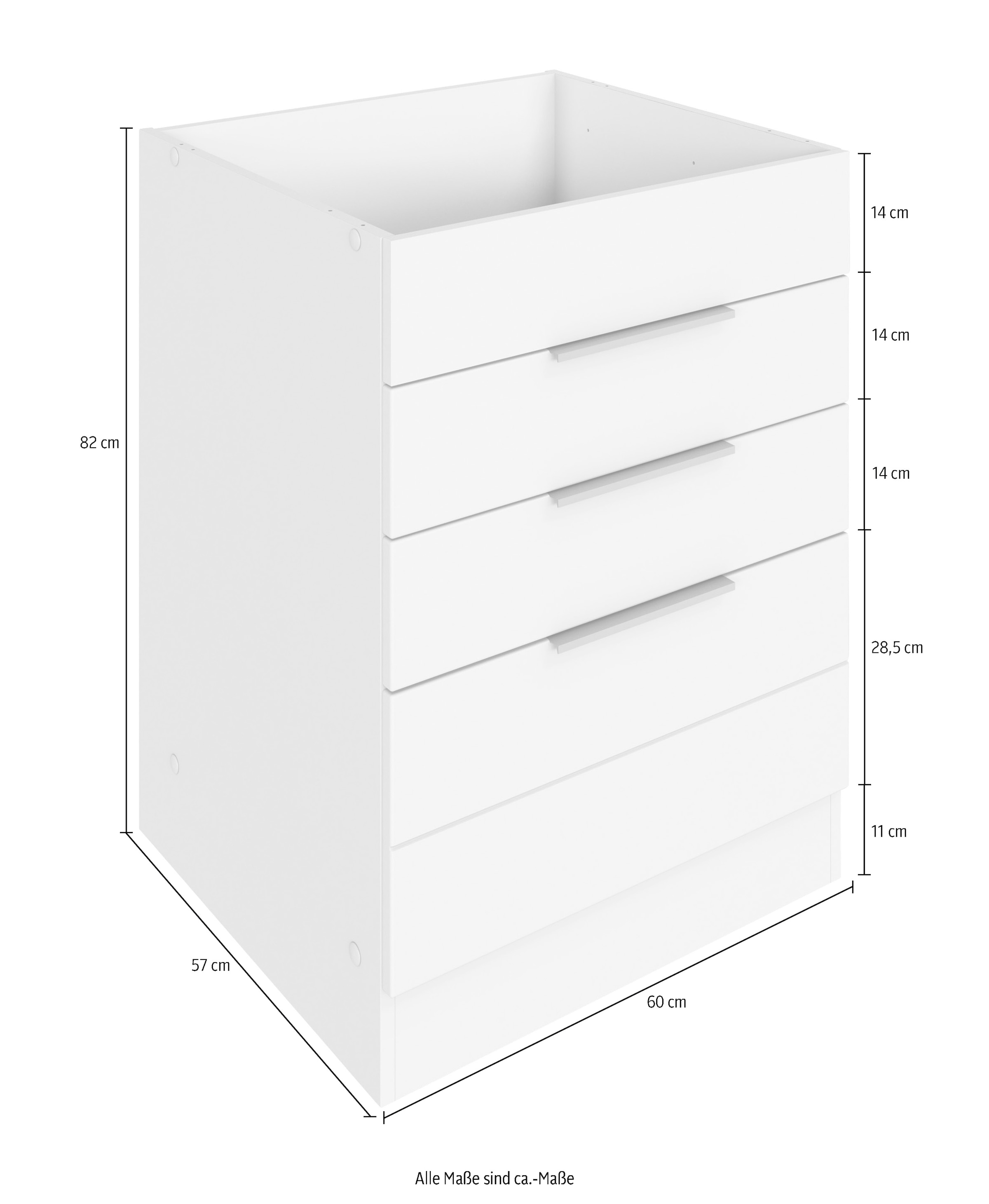 KOCHSTATION Kochfeldumbauschrank »KS-Luhe«, 60 cm breit, hochwertige MDF-Fronten mit waagerechter Lisene