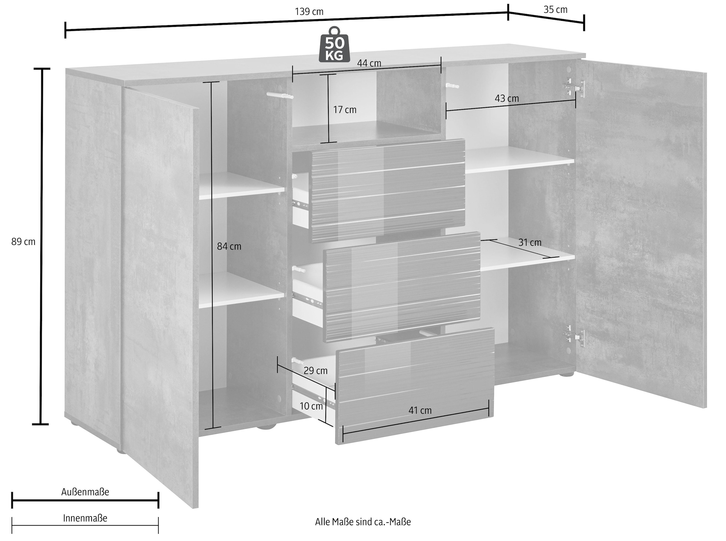 borchardt Möbel Highboard »Savannah«, Breite 139 cm