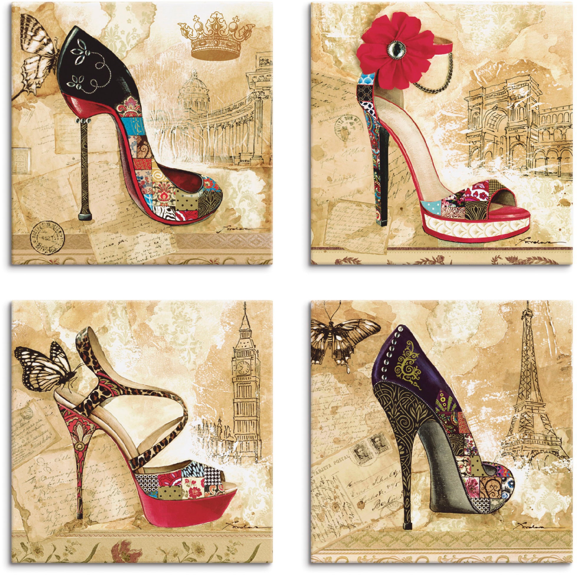 Artland Leinwandbild "Veränderliche Zeiten Stiletto" Mode 4 Stk. tlg. 4er S günstig online kaufen