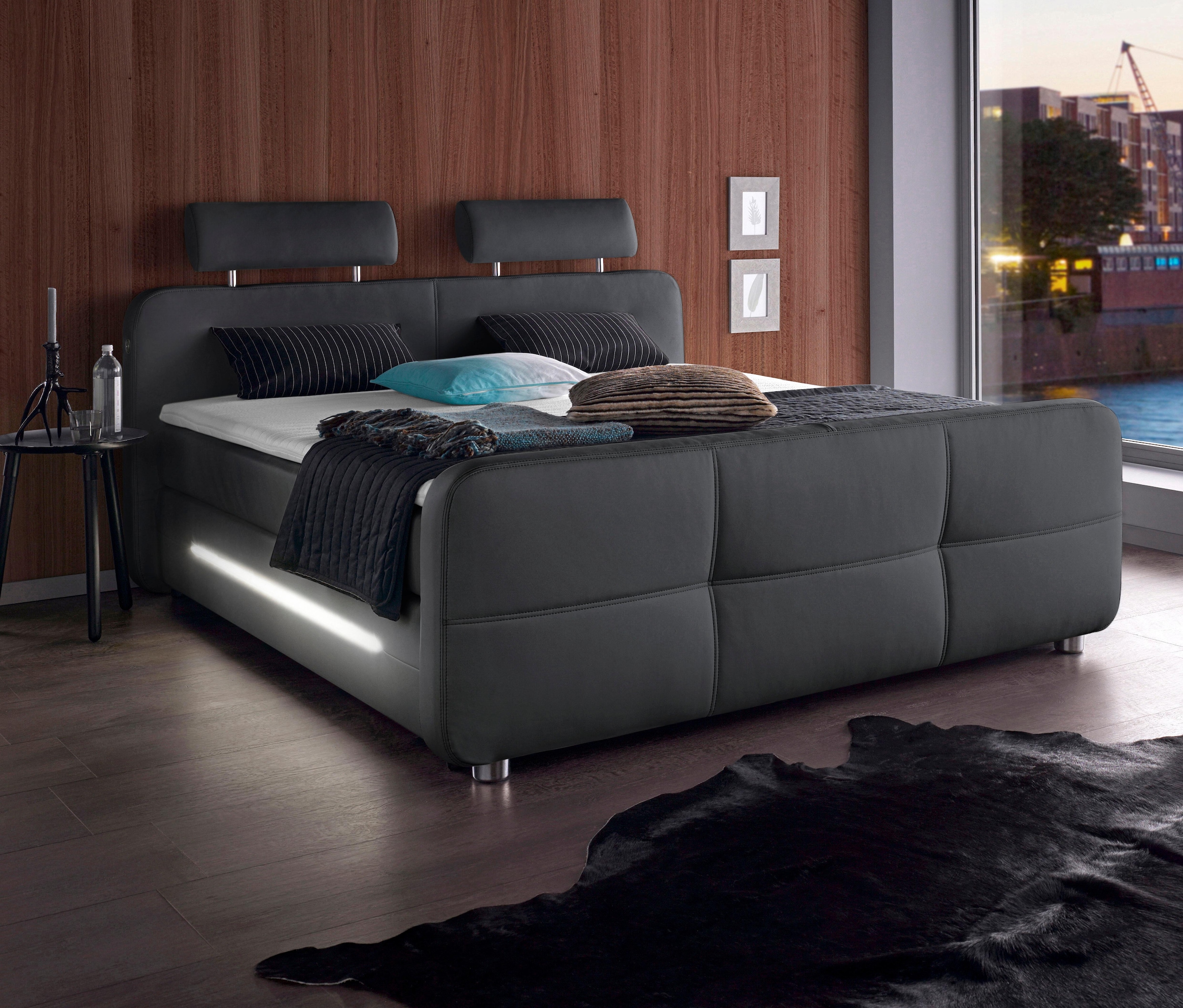 Boxspringbett Gina, inkl. Topper und LED-Beleuchtung