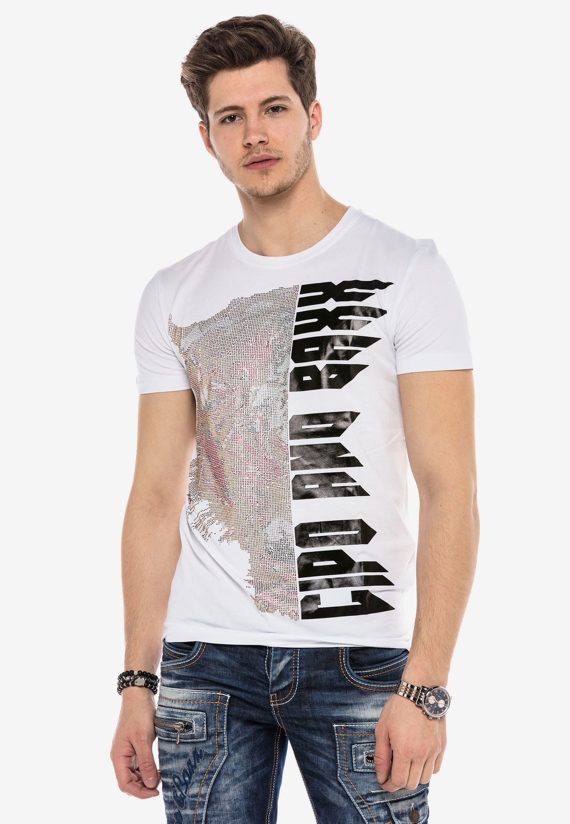 Cipo & Baxx T-Shirt, mit Pailletten-Besatz