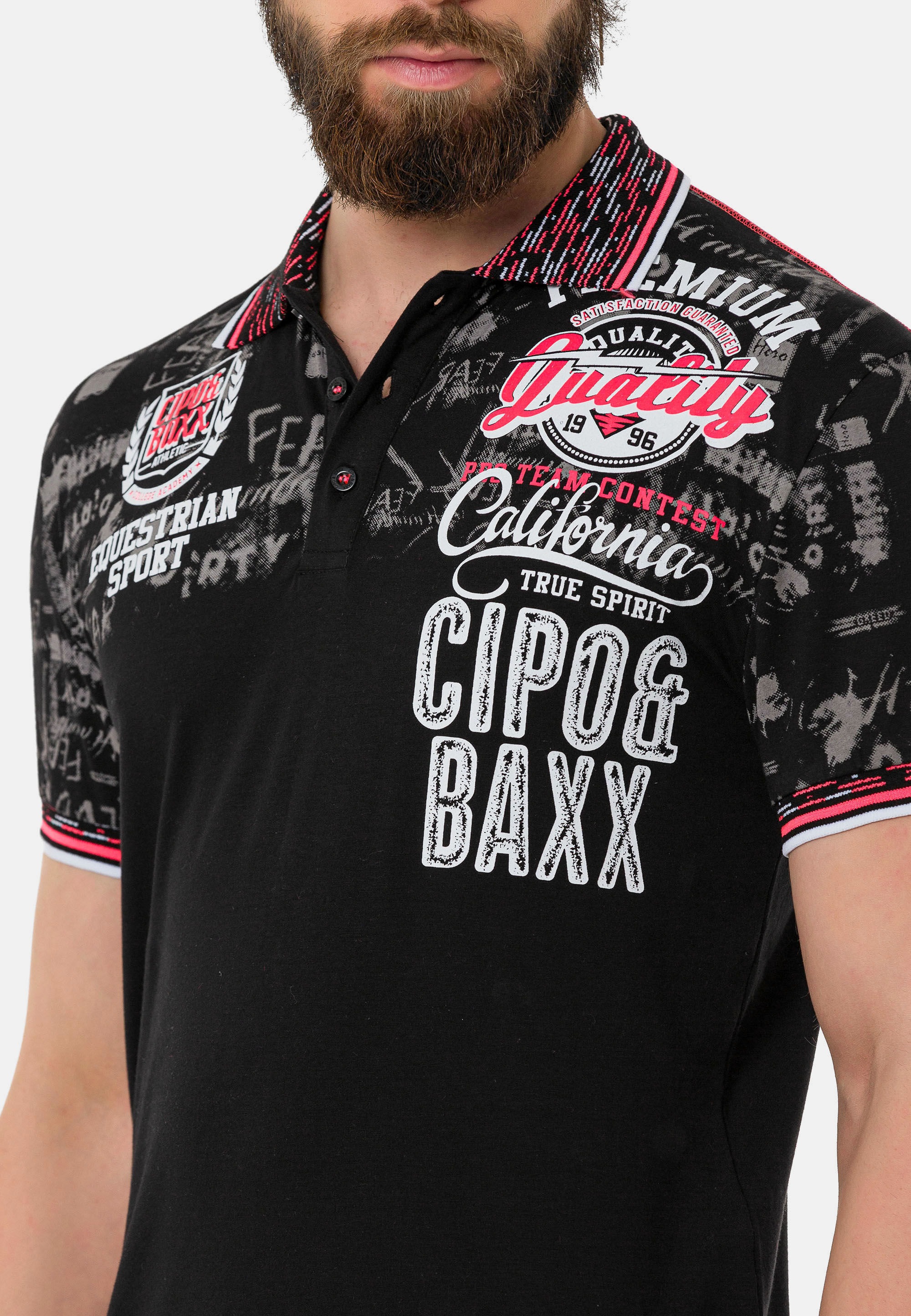 Cipo & Baxx T-Shirt »Poloshirt«, mit stylischem Print