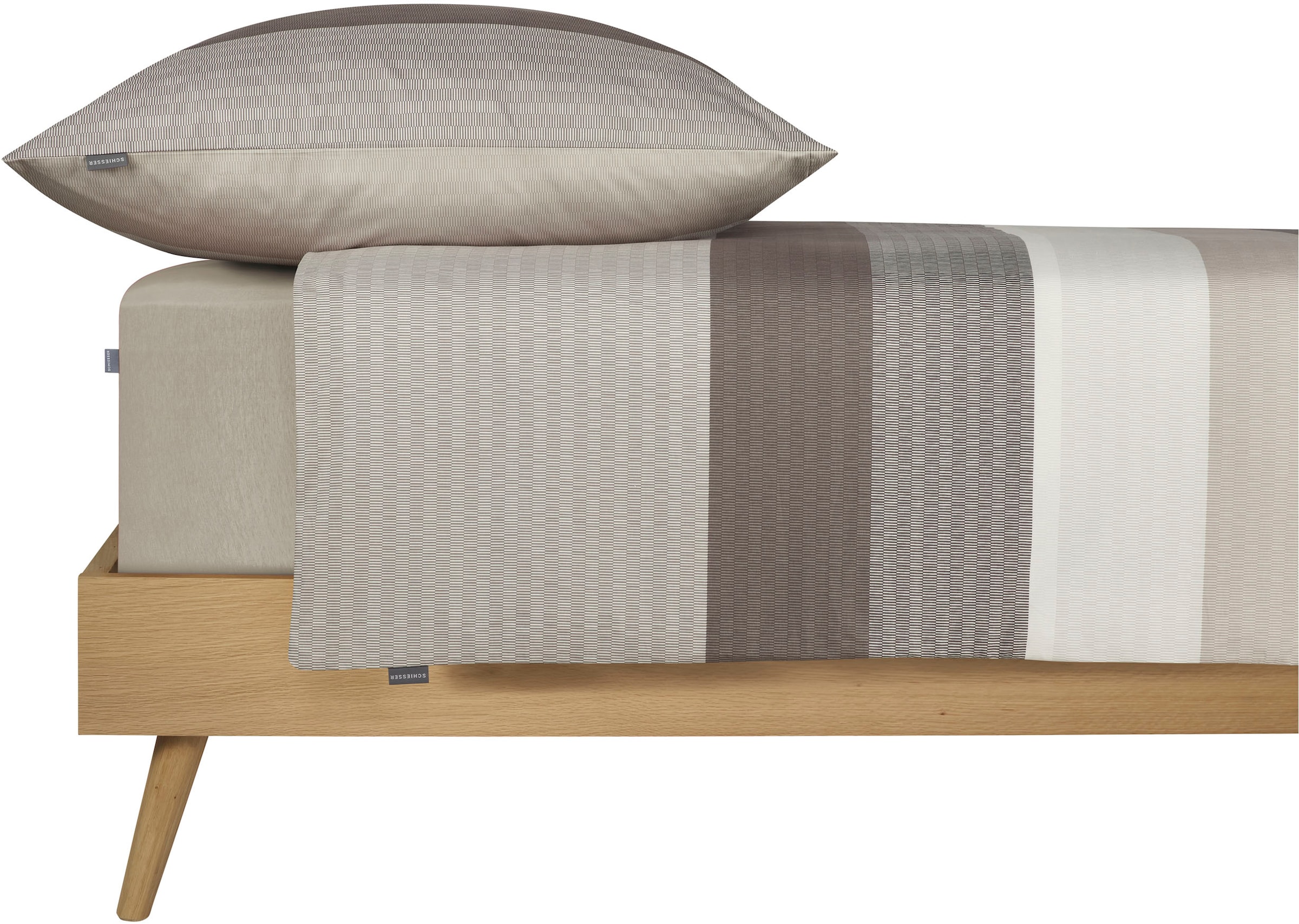 Schiesser Bettwäsche »Endy Stripes aus weicher Baumwolle mit großen und kleinen Streifen«, Made in Green