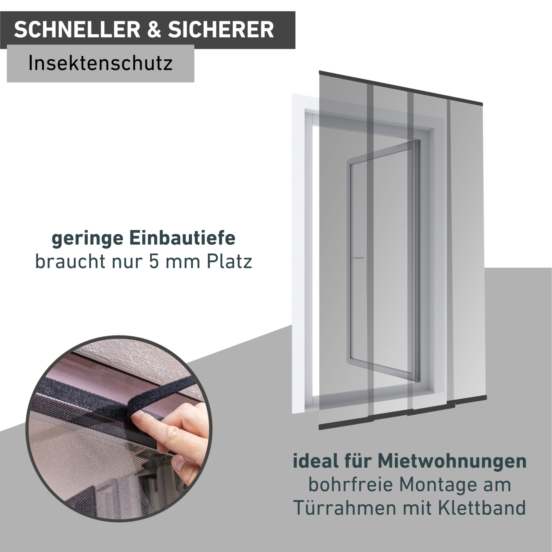 Windhager Insektenschutz-Vorhang »für Balkon- und Terrassentüren, Fliegengitter kürzbar und ohne Bohren« 1 Stk. tlg. Insektenschutzgitter 100 x 1220 cm, erhältlich in anthrazit oder weiß