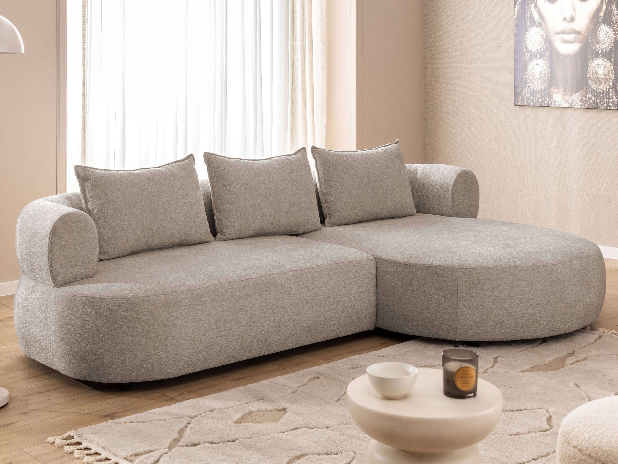 Home affaire Ecksofa "LUSSAC L-Form Design-Sofa mit Zierkissen, Maße B/T/H: günstig online kaufen