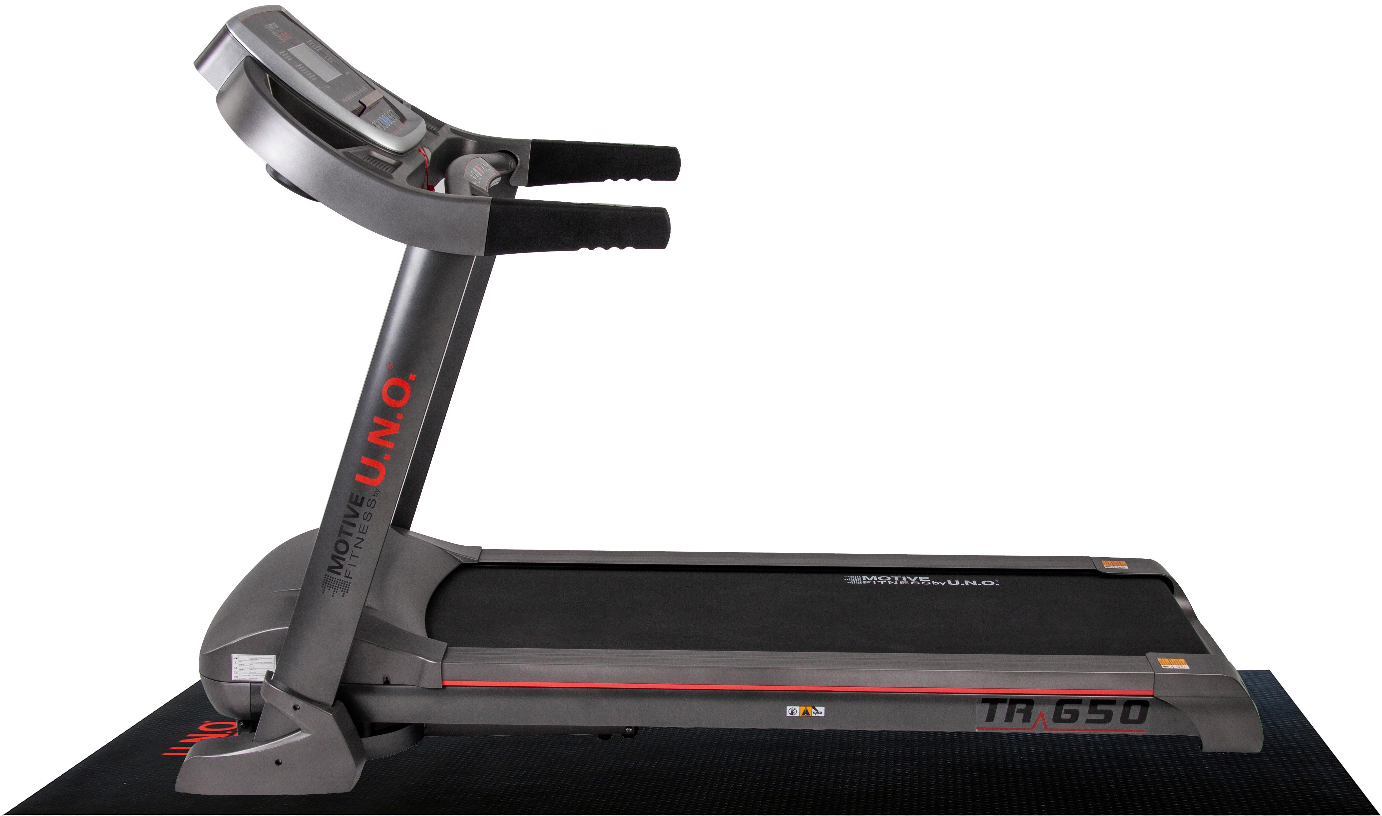 Laufband "TR 650 (mit/ohne Unterlegmatte)", mit Unterlegmatte, grau, MOTIVE FITNESS BY U.N.O., Laufbänder, bis max. 24 km/h