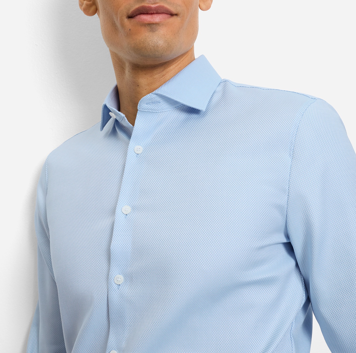 Langarmhemd OLYMP "No 6 six", Herren, Gr. 41, N-Gr, bleu, Web, Obermaterial: 97% Baumwolle, 3% Elastolefin, sehr schmal, 2-Knopf-Manschette, Hemden, Royal Kentkragen, Businesshemd, super slim fit 5