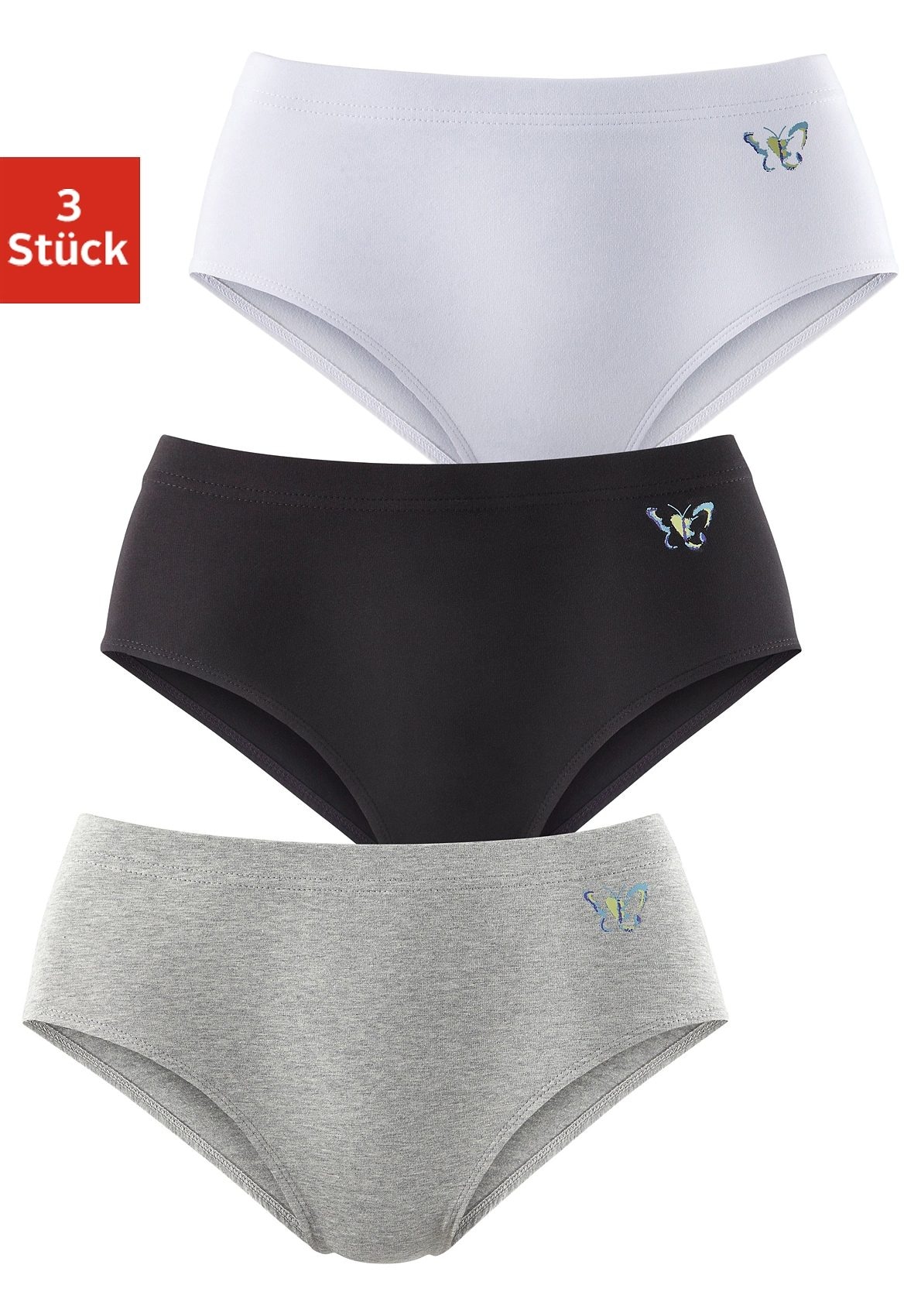 petite fleur by Lascana Formslip 3er-Pack, shape wear, unifarben, mit Schmetterlingsdruck, Baumwollmischung