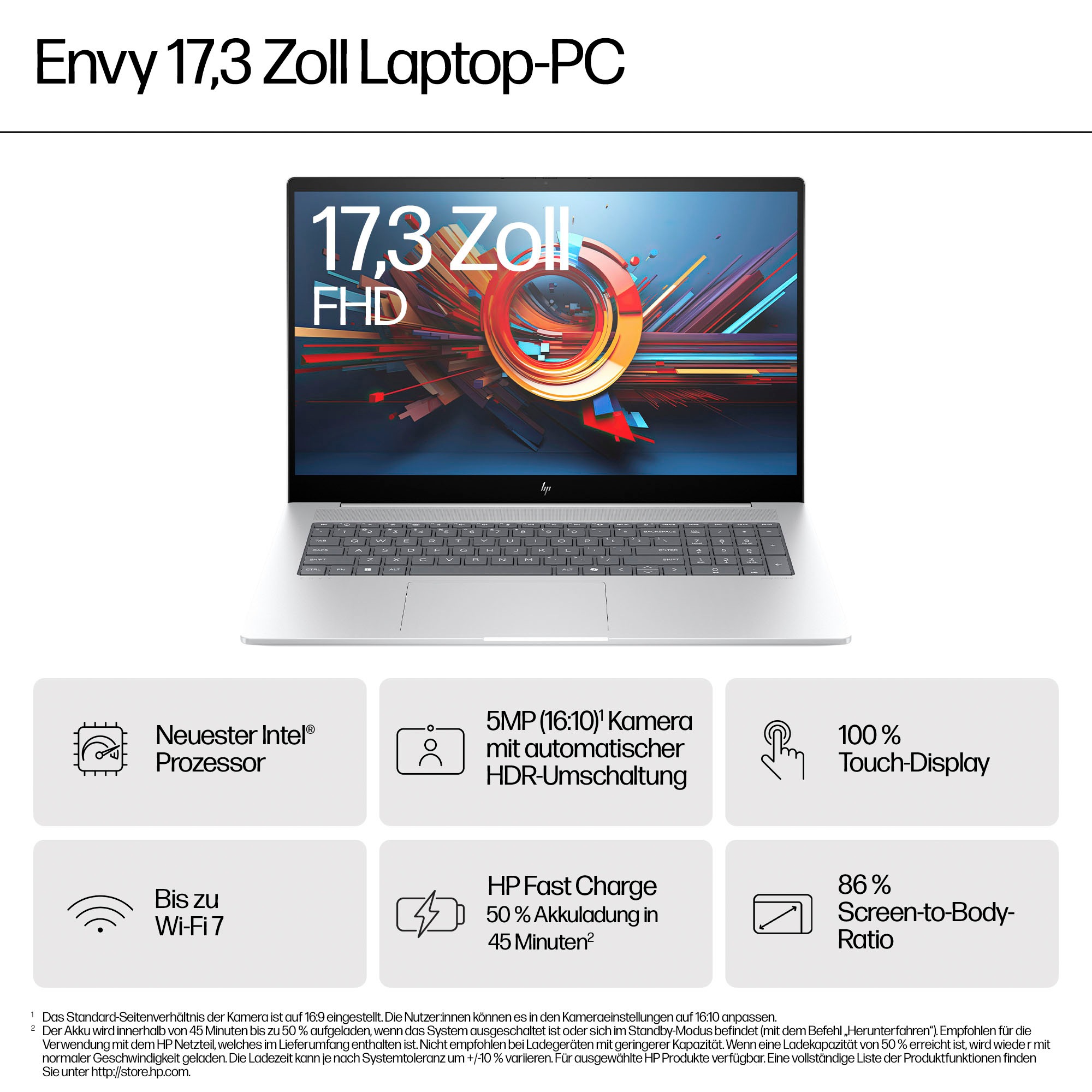 HP Notebook »Envy 17-da0277ng«, 43,9 cm, / 17,3 Zoll, Intel, Core Ultra 7, GeForce RTX 3050, 512 GB SSD