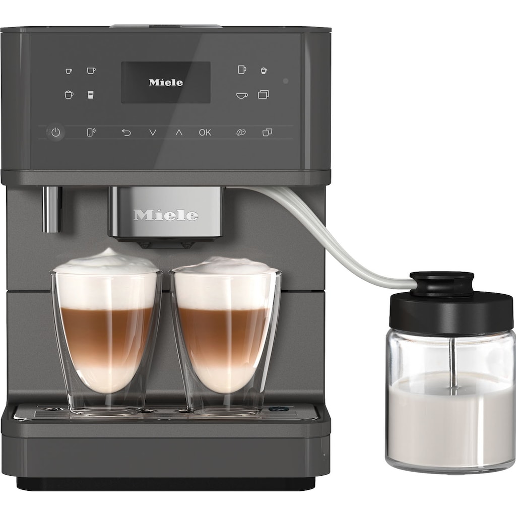 Miele Kaffeevollautomat »CM 6560 MilkPerfection«, Graphitgrau, WLAN-fähig, inkl. Milchgefäß und Gutschein für Kaffeekanne, Genießerprofile, cremiger Milchschaum, OneTouch for Two, Kaffeekannenfunktion, Reinigungsprogramme