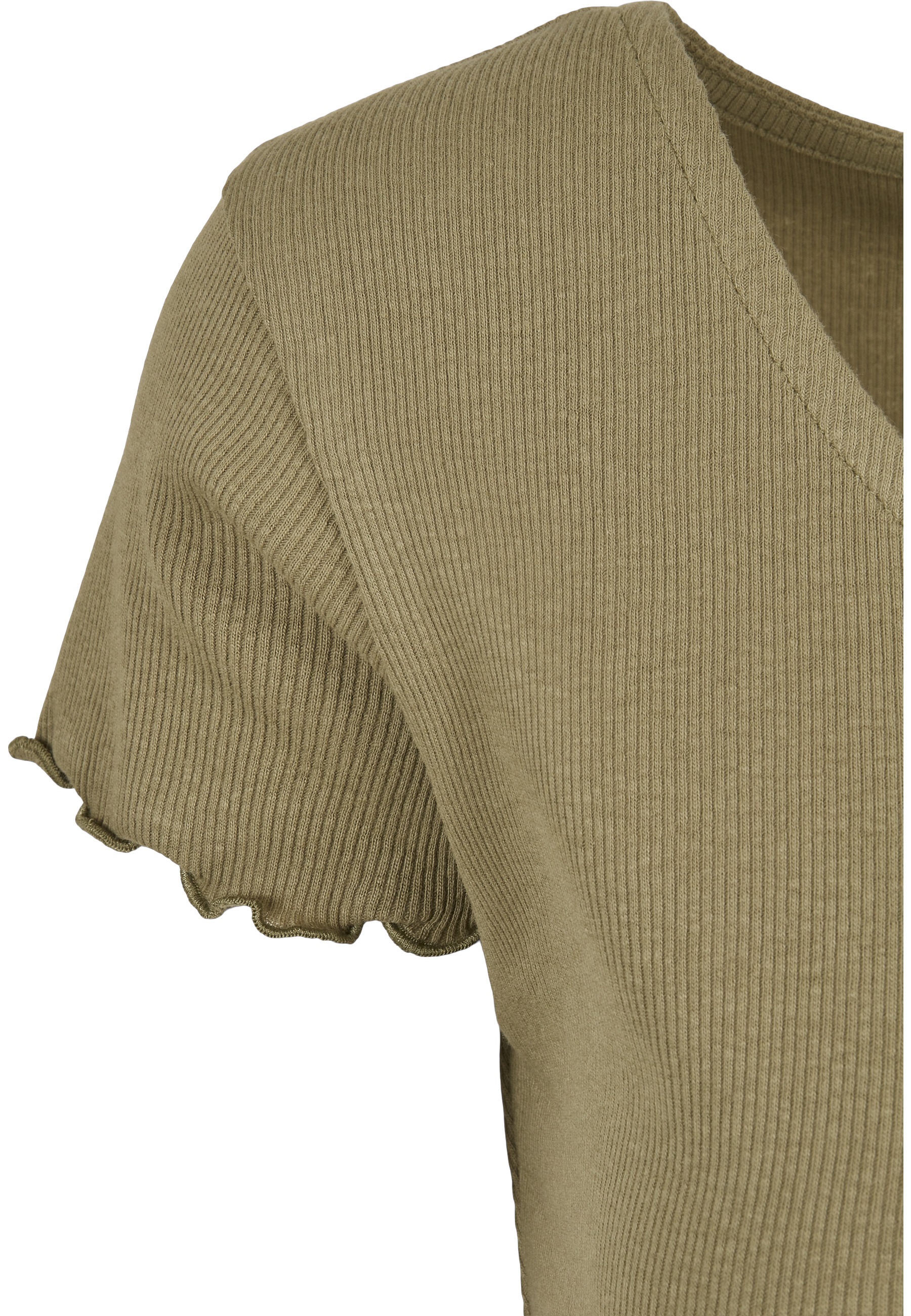 URBAN CLASSICS Kurzarmshirt »Urban Classics Damen Ladies Cropped Button Up Rib Tee« 1 Stk.