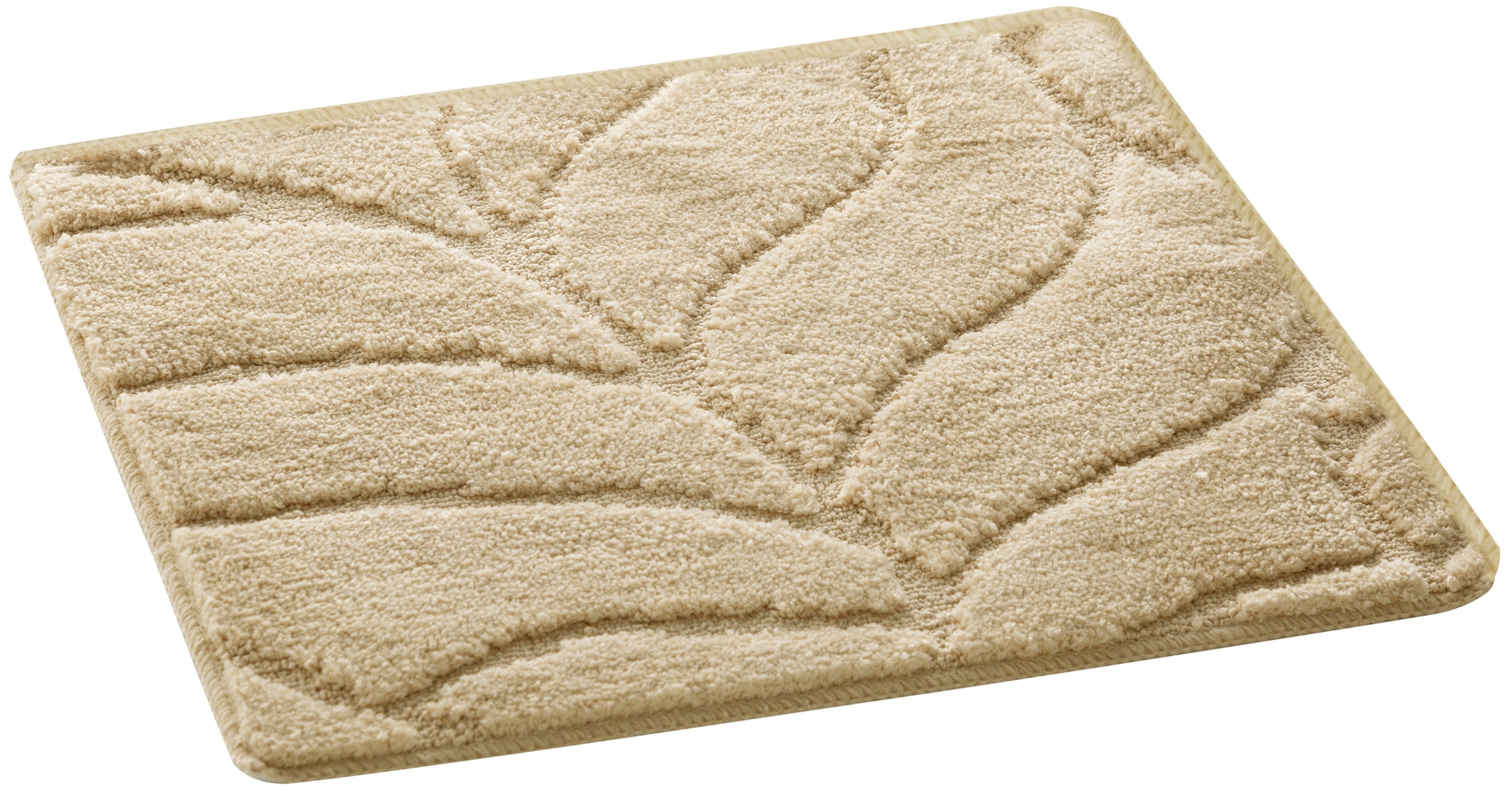my home Badematte »Epense, Badvorleger, Badezimmer Teppich, Duschvorleger«, rutschhemmend beschichtet, fußbodenheizungsgeeignet-schnell trocknend, Badteppich, Uni Farben, Blätter, Blattstruktur, Hoch-Tief Effekt