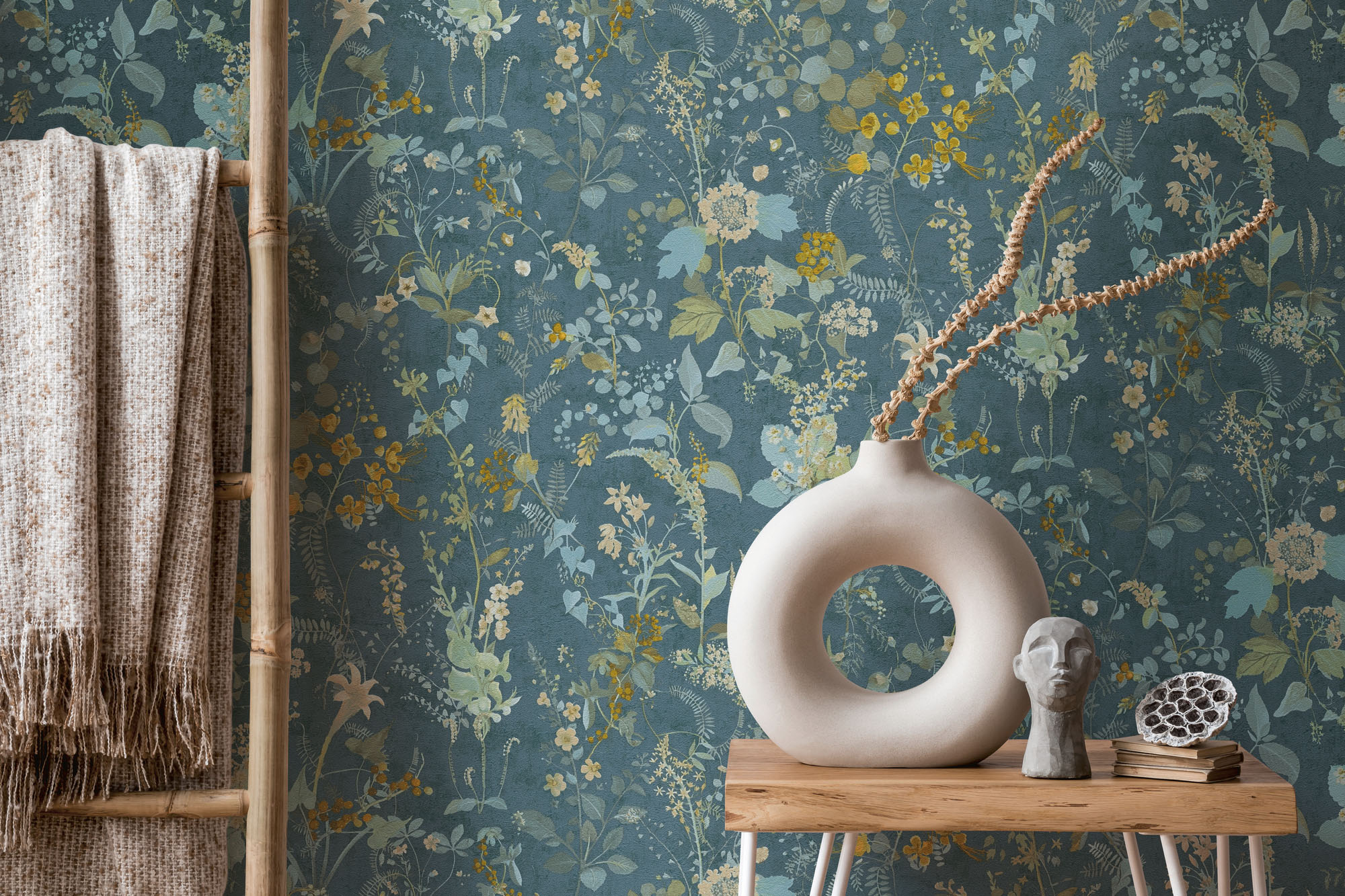 A.S. Création Vliestapete "THE BOS Landhaus Blumentapete" gemustert matt neutral strukturiert Pflanzen Floral Tapeten Wohnzimmer Schlafzimmer Küche Design Optik