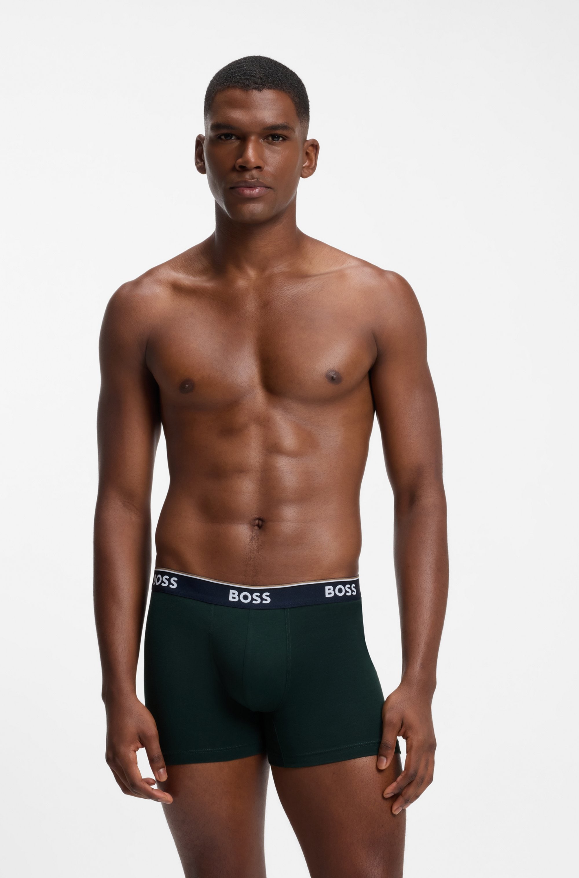 BOSS Boxershorts Packung, 3 Stk. längeres Bein, anliegend, aus Stretch-Baumwolle