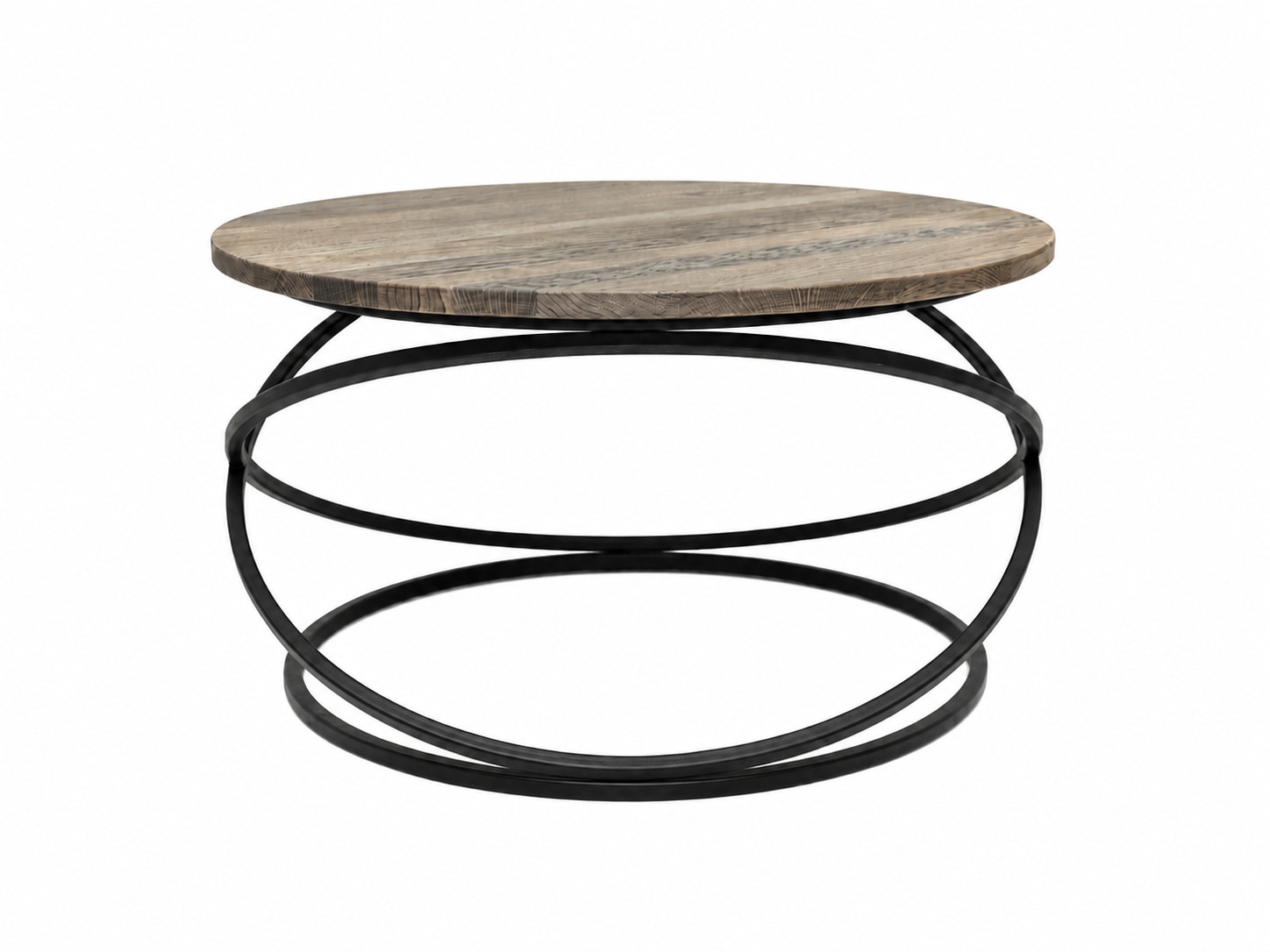 OTTO home Couchtisch »Lugano, Wohnzimmertisch, Sofatisch, Beistelltisch, Kaffeetisch« Runder Tisch (Ø70) aus Wildeiche Natur/Smoke, Metallgestell
