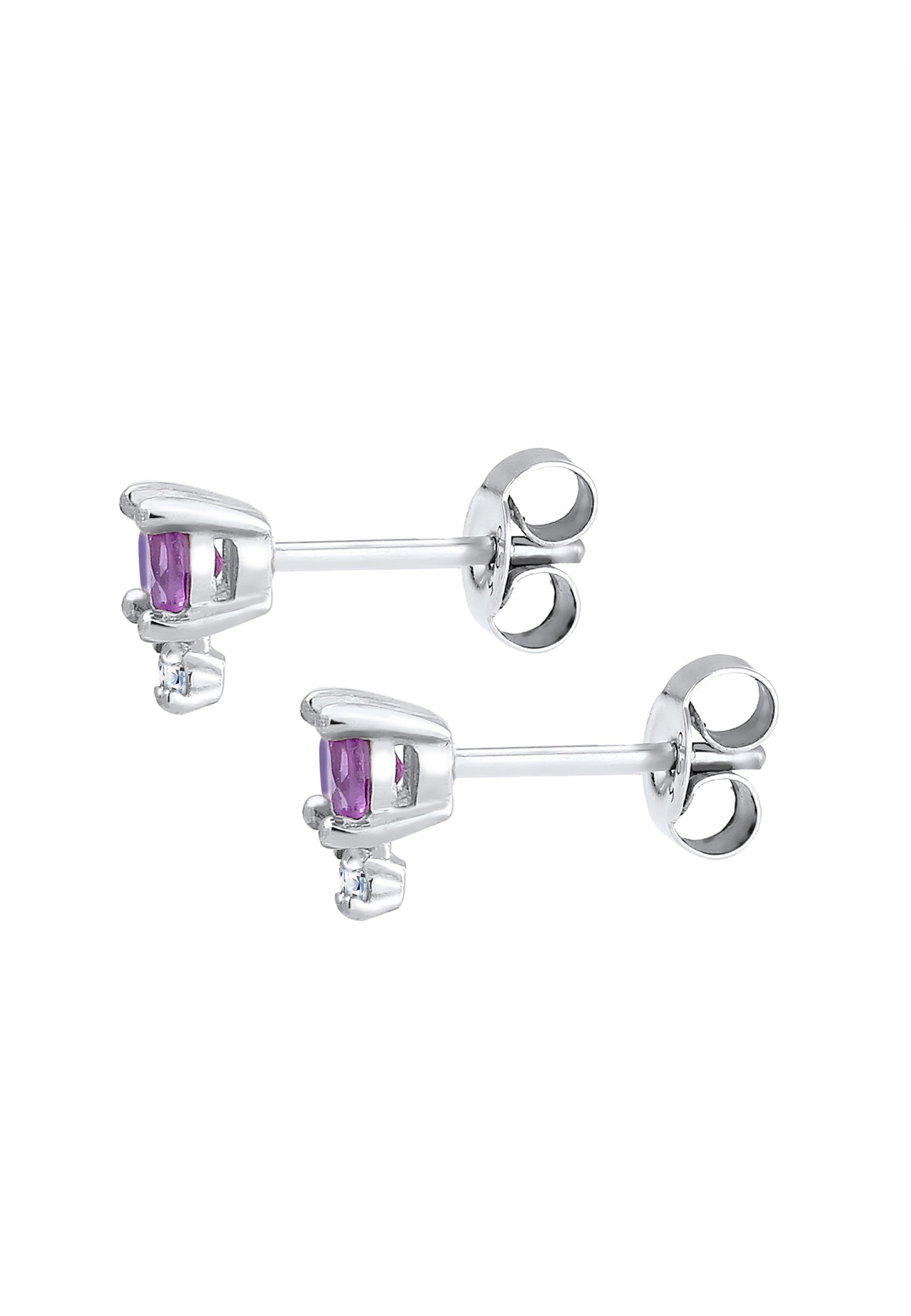Elli DIAMONDS Paar Ohrstecker »Amethyst Edelstein Diamant (0.06 ct.) 925er Silber«
