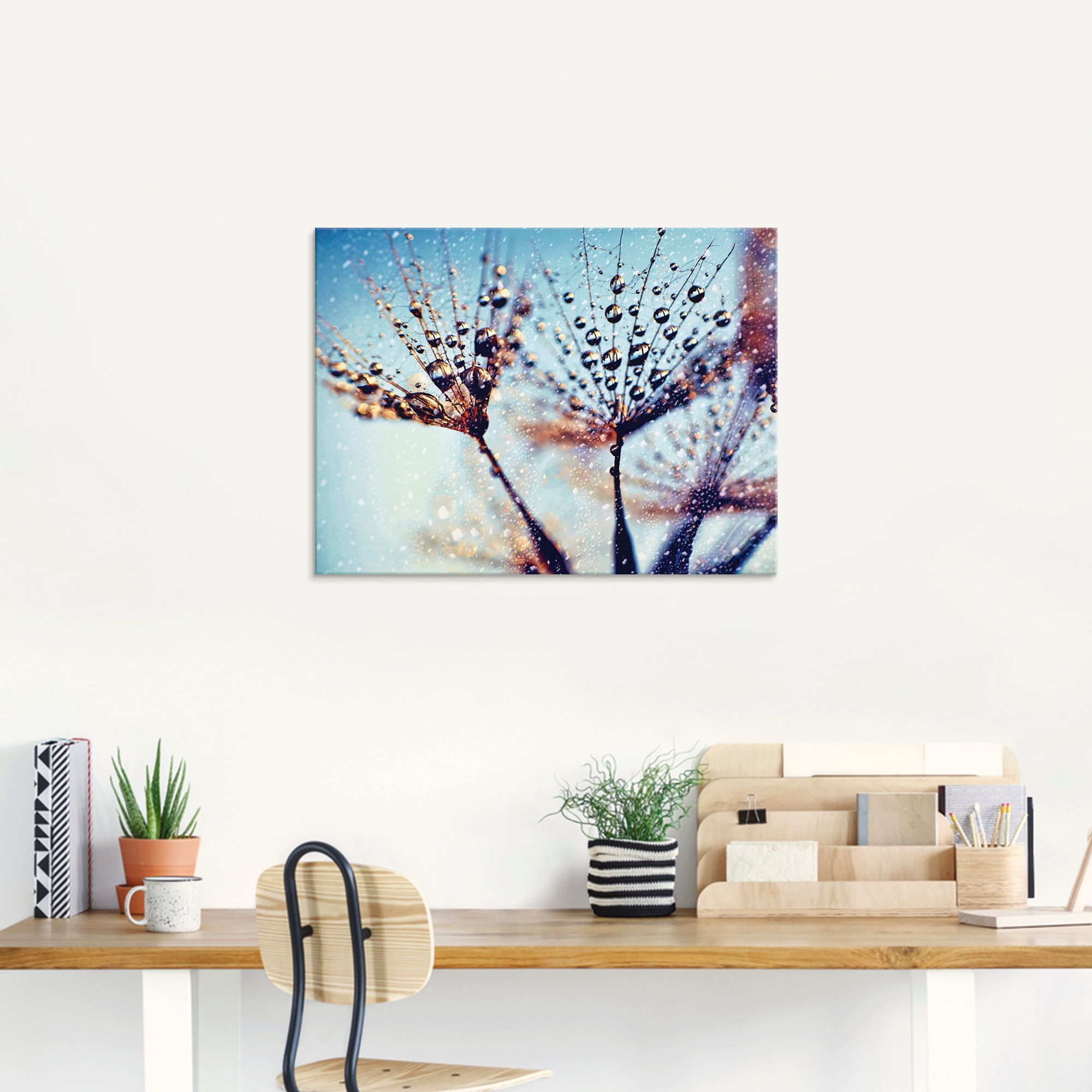 Artland Glasbild »Pusteblume Regen abstrakt«, Blumen, (1 St.), in verschiedenen Größen
