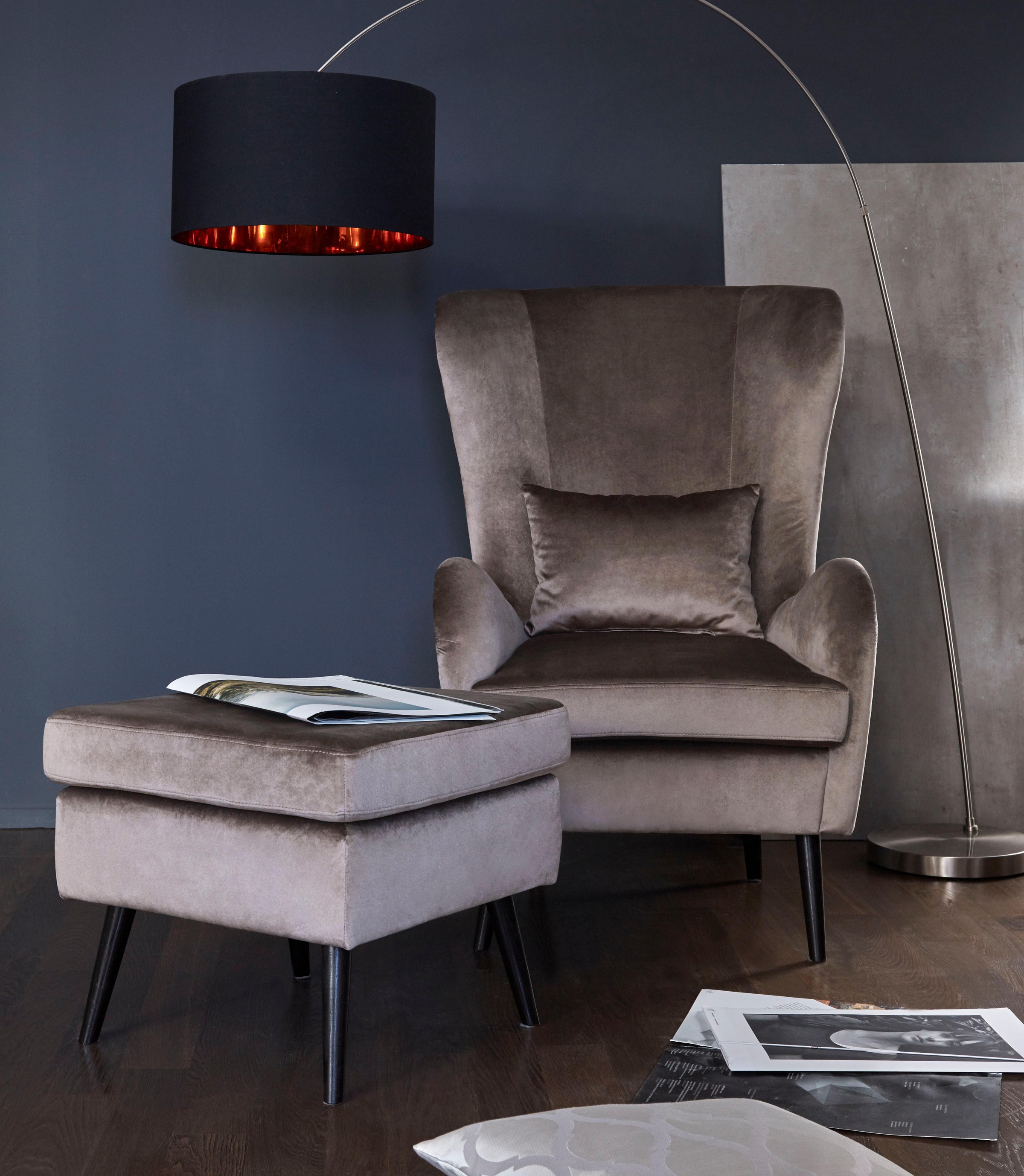 Home affaire Sessel »Salla auch in Fellimitat und Feincord, viele Bezugsarten, Ohrensessel« wahlweise mit oder ohne Hocker; großer Sessel: Maße B/T/H: 78/94/118cm