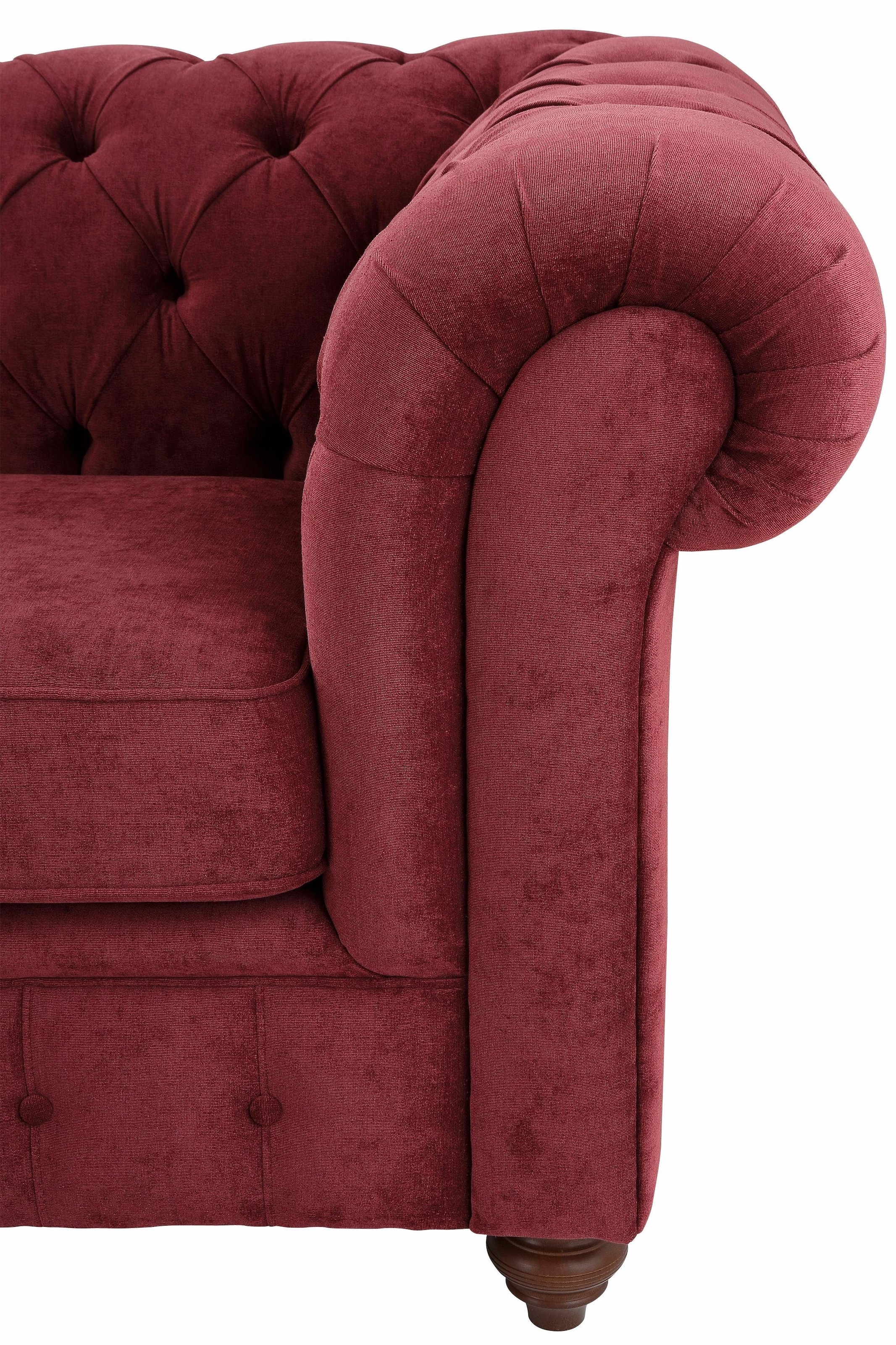 Home affaire Chesterfield-Sofa »Chesterfield 2-Sitzer B/T/H: 150/89/74 cm«, mit hochwertiger Knopfheftung, auch in Leder