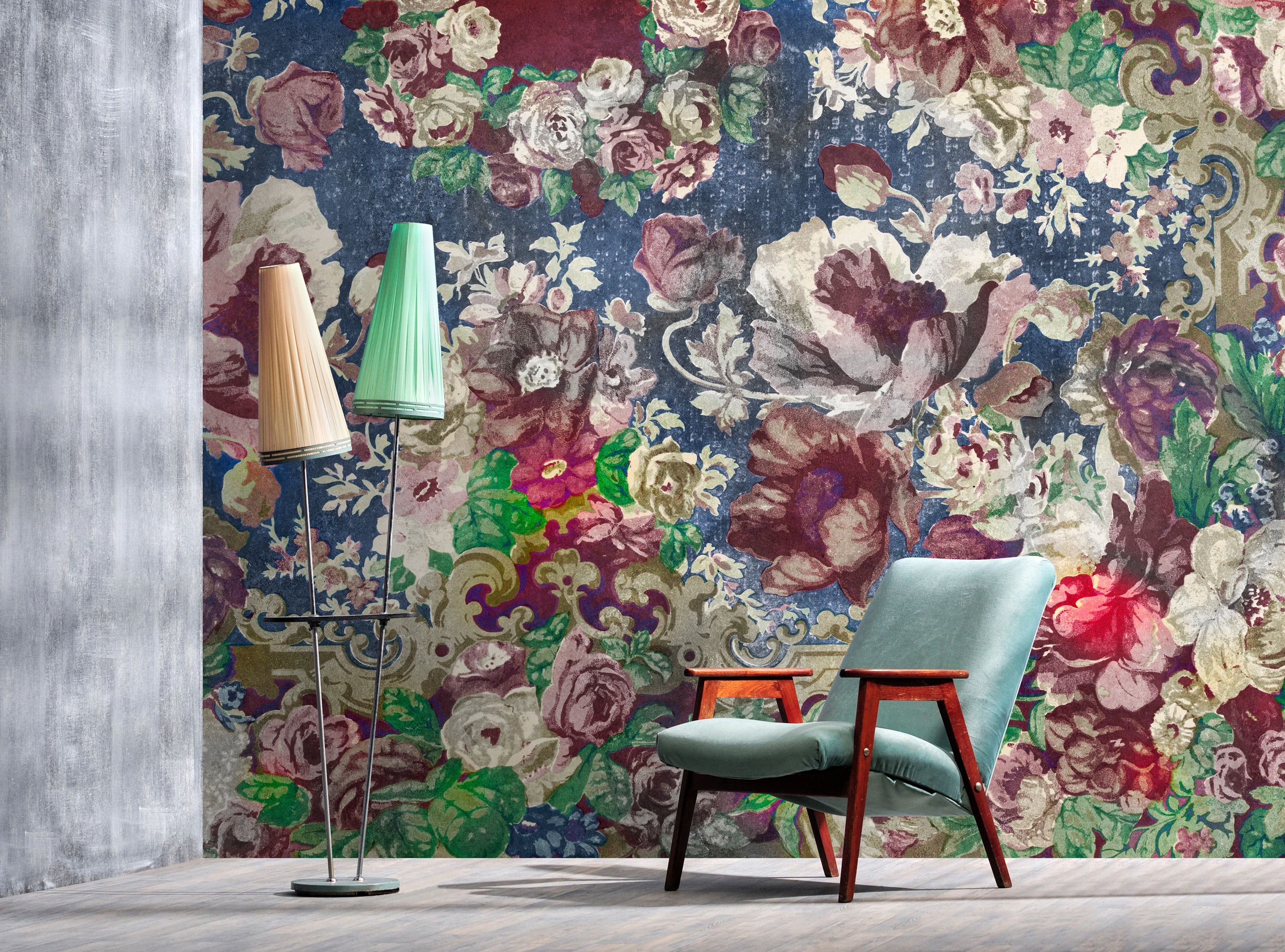 living walls Vliestapete "Florale Mustertapete Blumentapete Vintage Vlies" matt glatt
