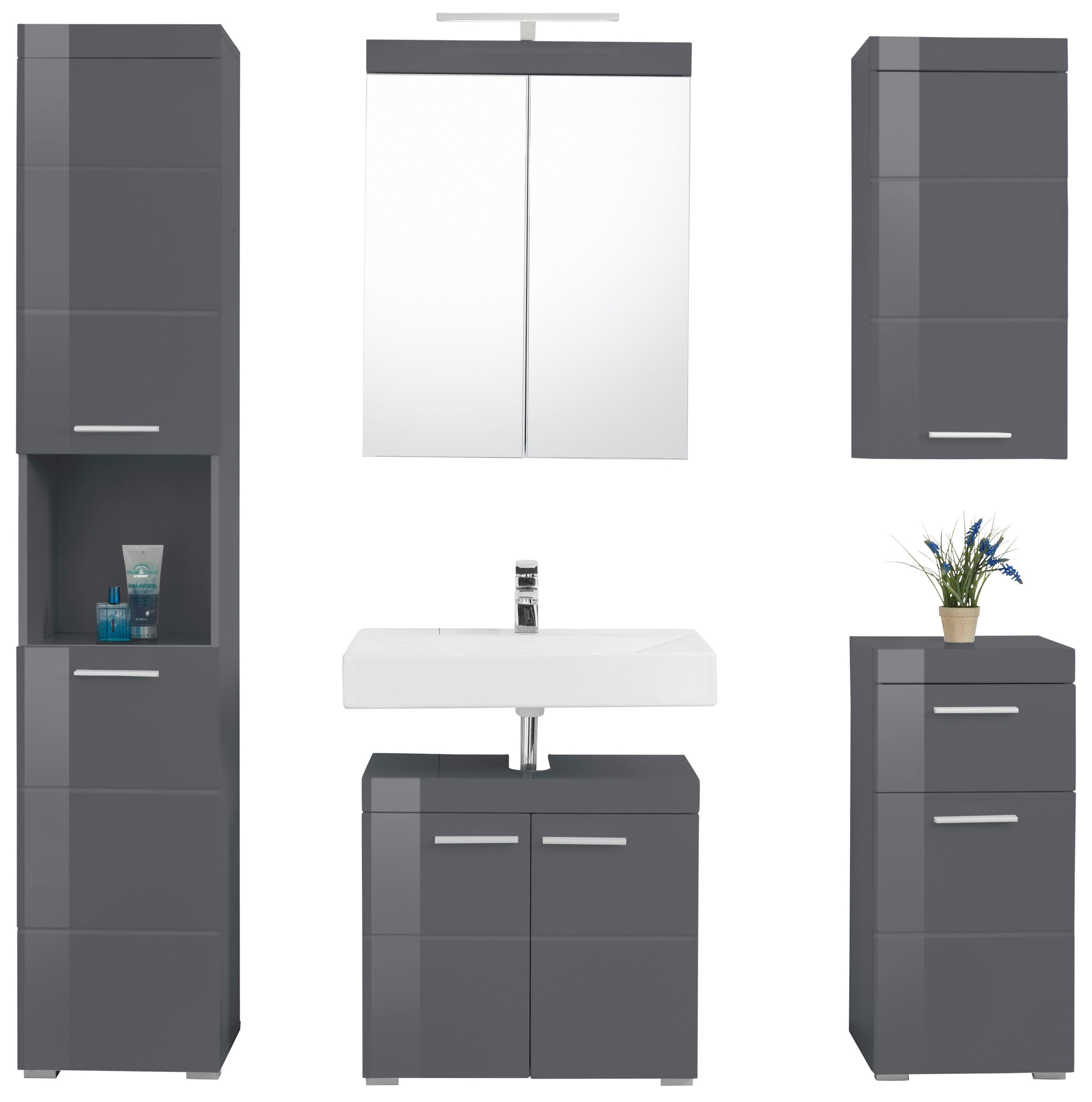 welltime Badmöbel-Set "Avena", (Set, 5 St.), Hochschrank, WBU, Spiegelschra günstig online kaufen