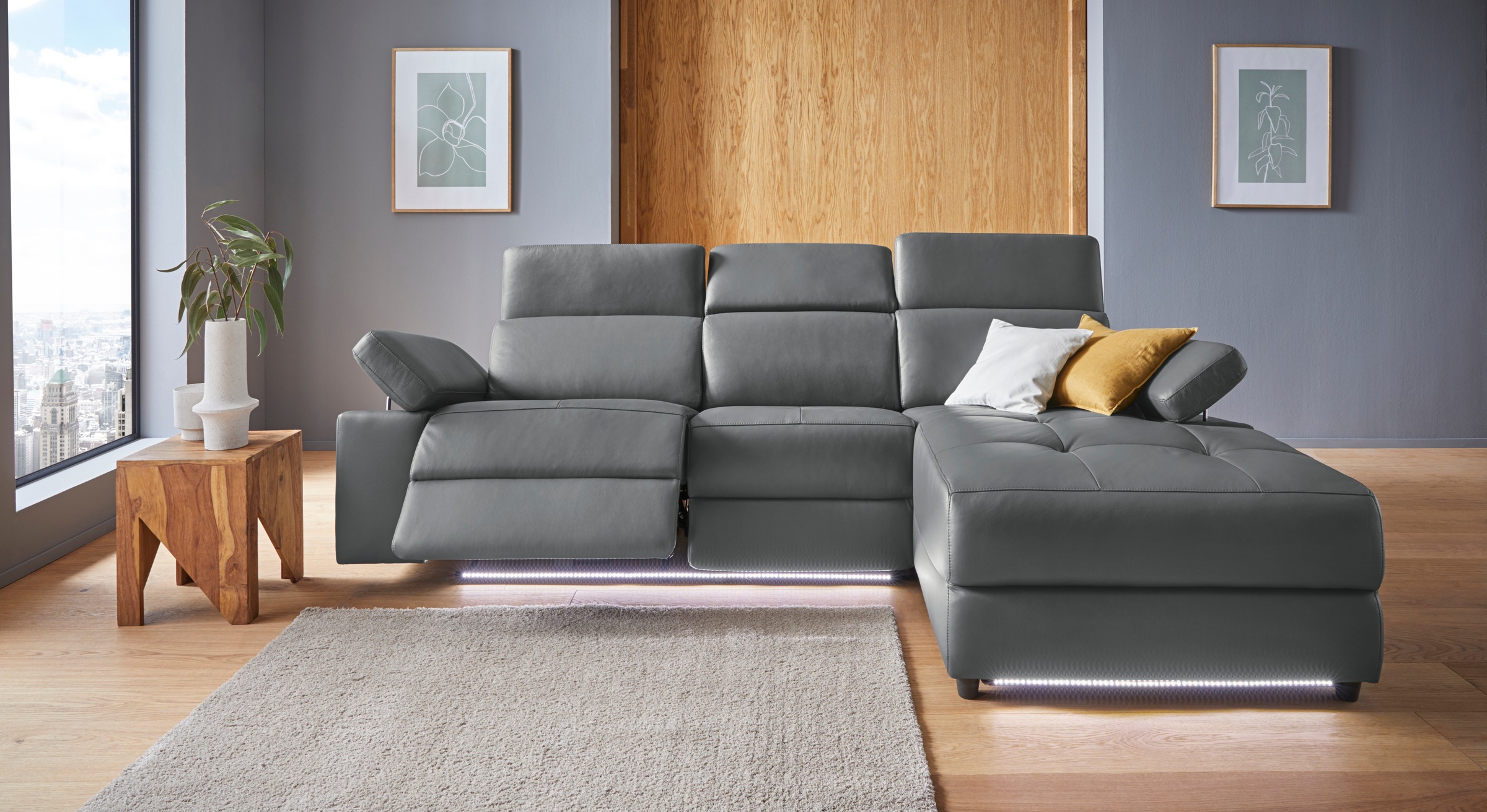 Places of Style Ecksofa »Kilado, L-Form,«, mit Relaxfunktion, verstellbarer Armlehne, Kopfteilverstellung