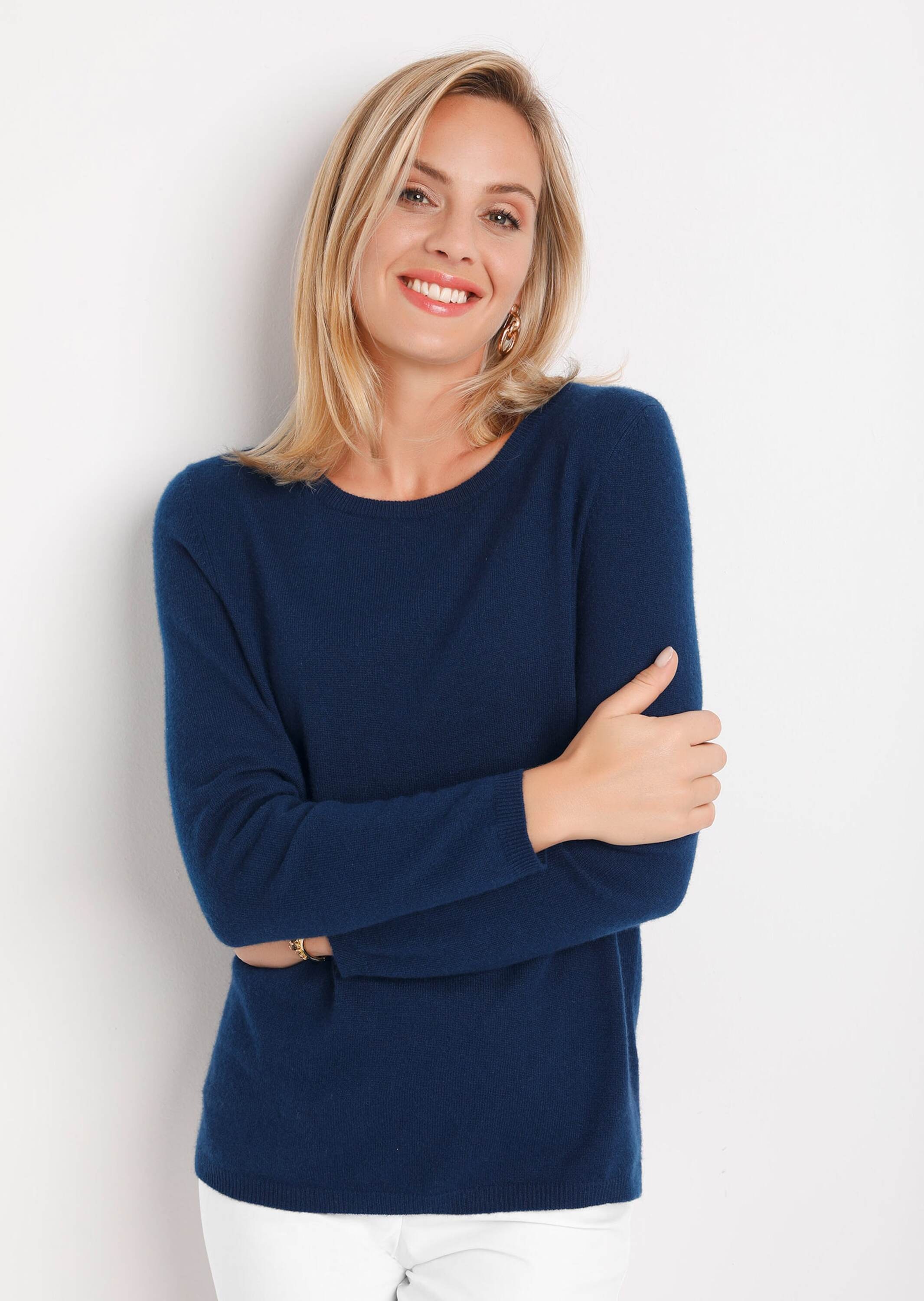 Pull en cachemire col bateau Goldner Bleu Royal 40 3