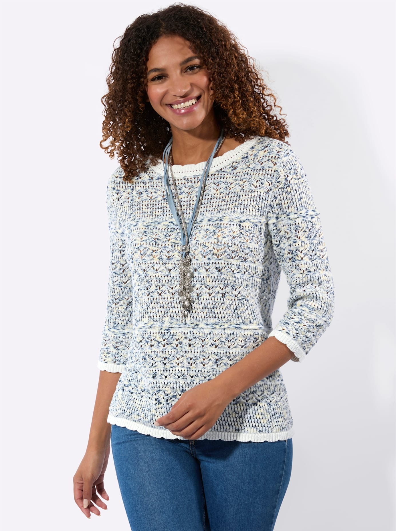 Inspirationen 3/4 Arm-Pullover "Ajour-Pullover" günstig online kaufen