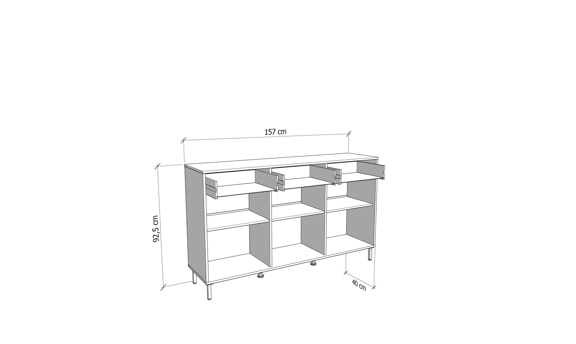 Home affaire Kommode »Mayenne Sideboard, Schubladenschrank, Kommode, Anrichte, Breite 157cm«, Wohnzimmermöbel, Schlafzimmermöbel, mit Drehtüren und drei Schubladen