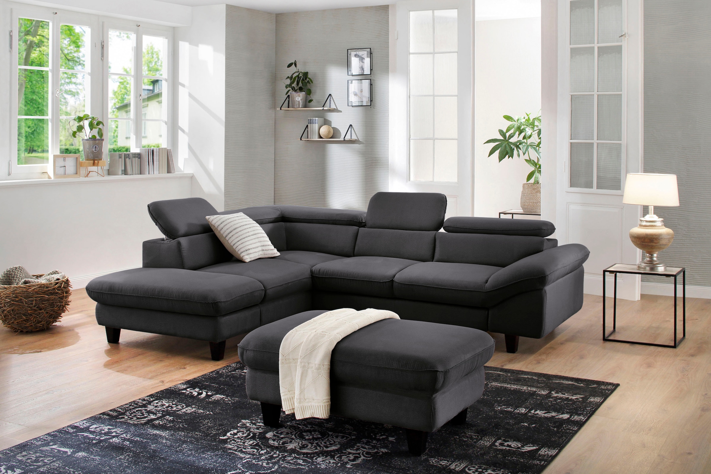 Home affaire Ecksofa »Pilot L-Form« mit Kopfteilverstellung, wahlweise mit Bettfunktion & Bettkasten