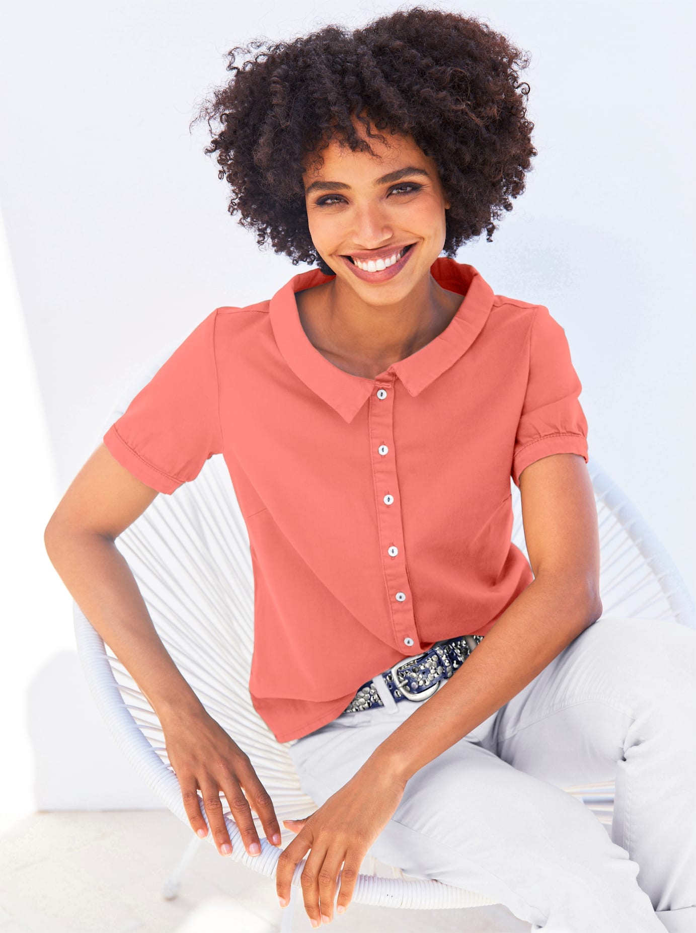 HEINE Short Sleeve Blouse Coral 34
