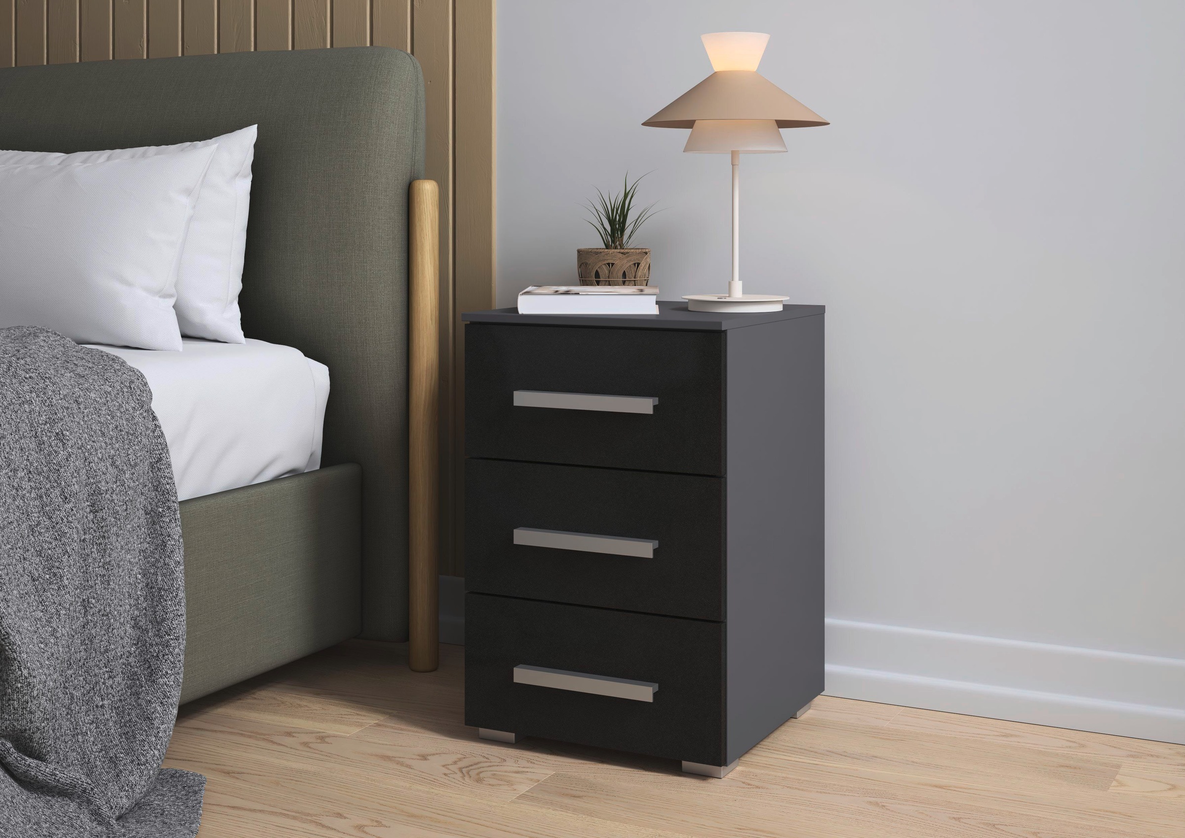 rauch Nachtkommode »Nachttisch Nachtkonsole Nachtschrank KOLUNA mit Hochglanzfront«, (Breite 40 cm), mit 3 geräumigen Schubladen für viel Stauraum MADE IN GERMANY