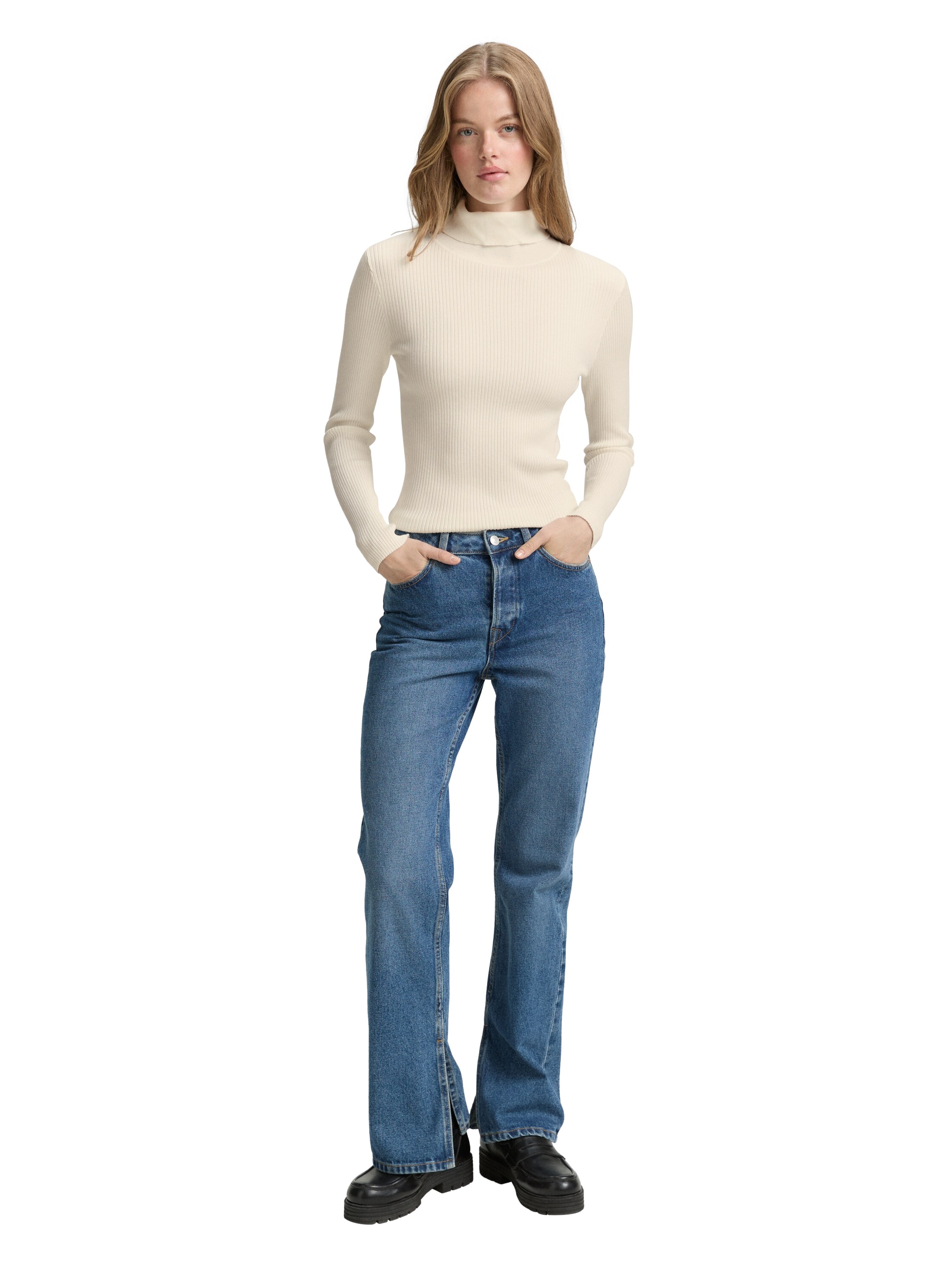 TOM TAILOR Denim Rollkragenpullover, in Strick-Optik