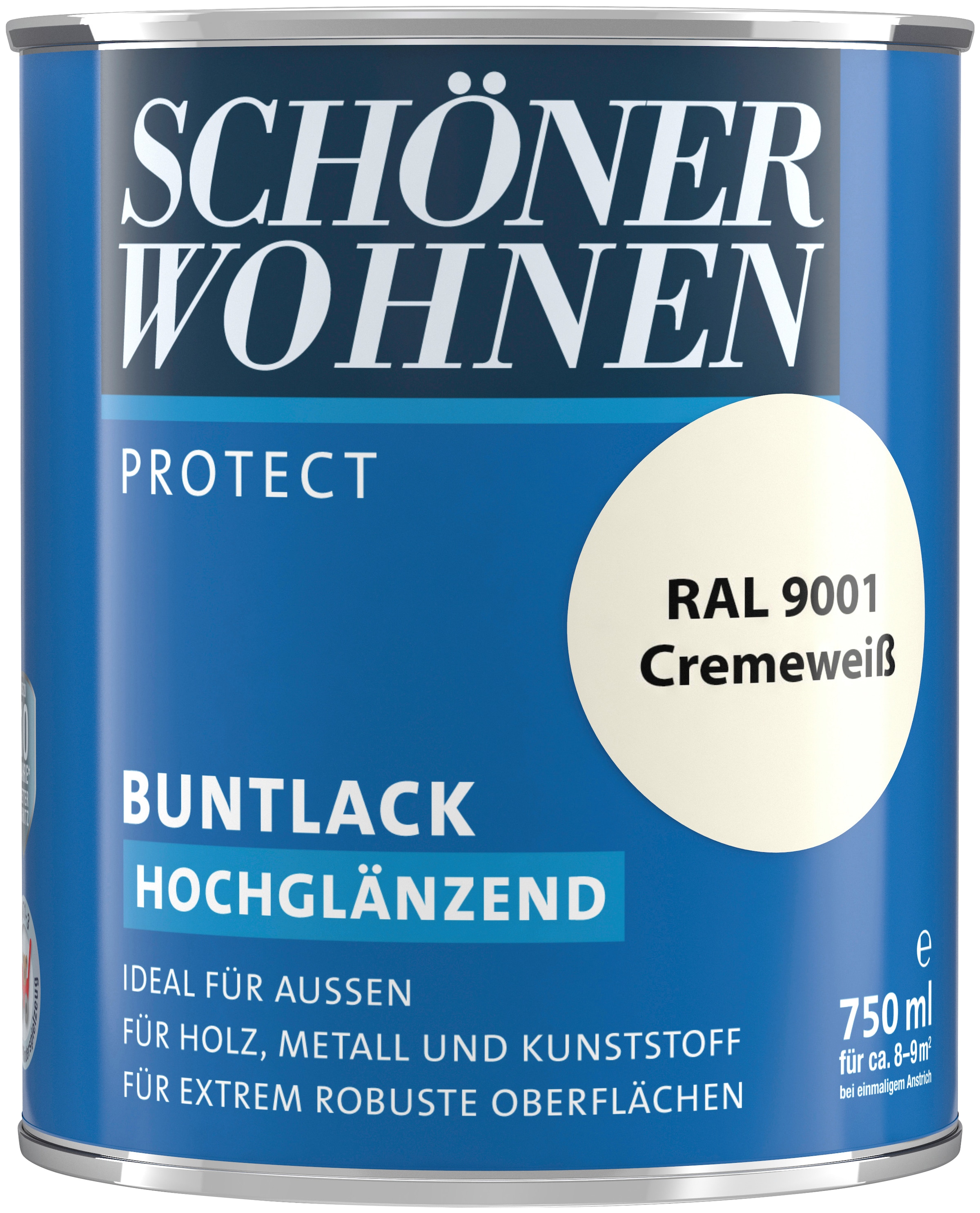 SCHÖNER WOHNEN FARBE Lack »Protect Buntlack«, 750 ml, cremeweiß RAL 9001,...