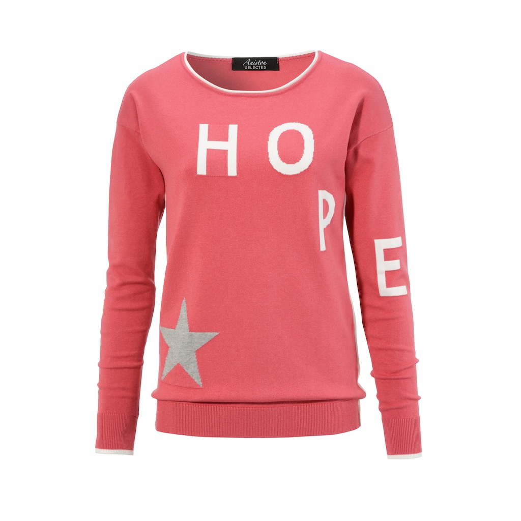 Aniston SELECTED Strickpullover, mit "Hope"-Schriftzug und Stern