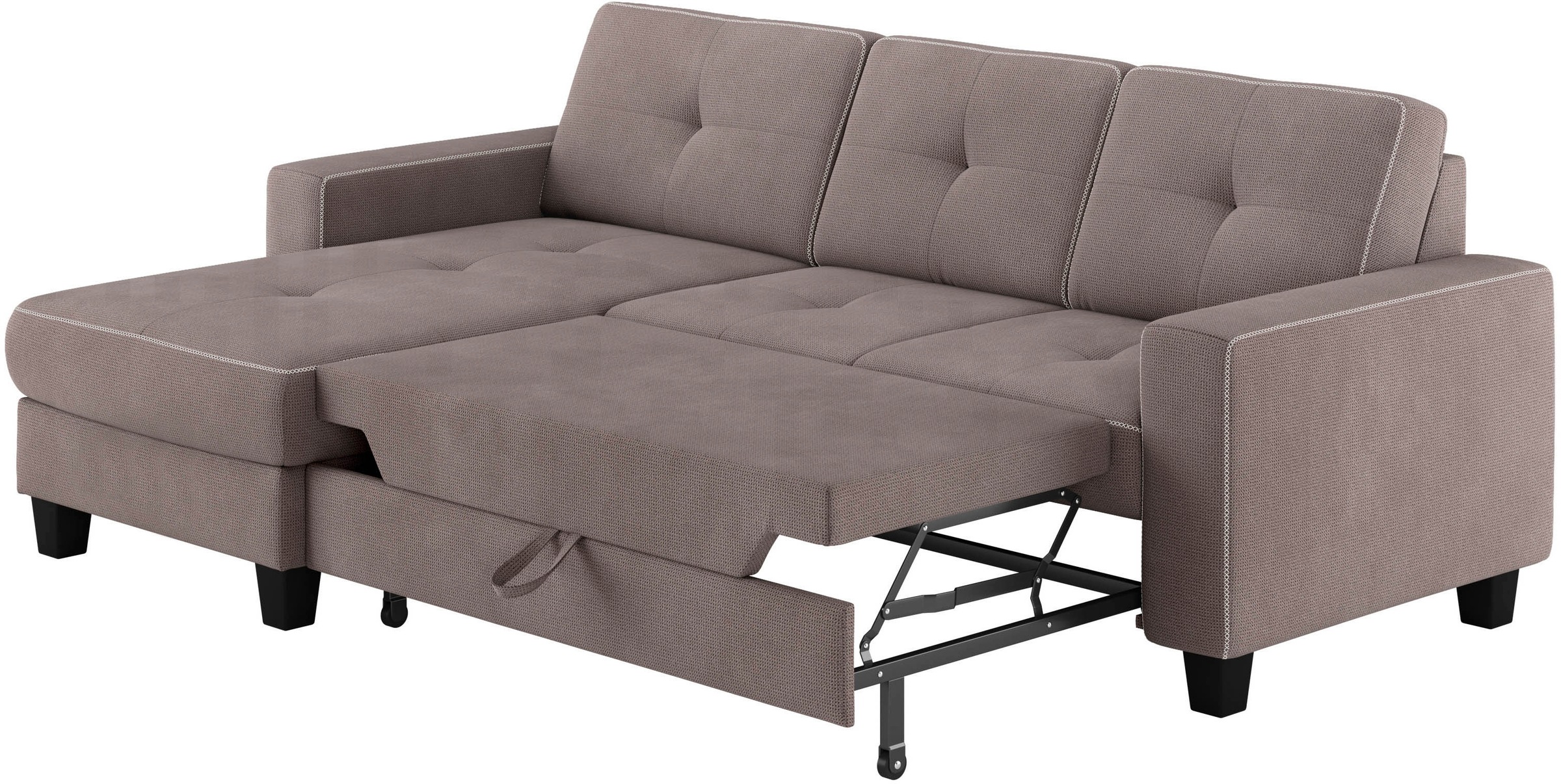 Places of Style Ecksofa »Varese L-Form«, Kreuznaht in beige