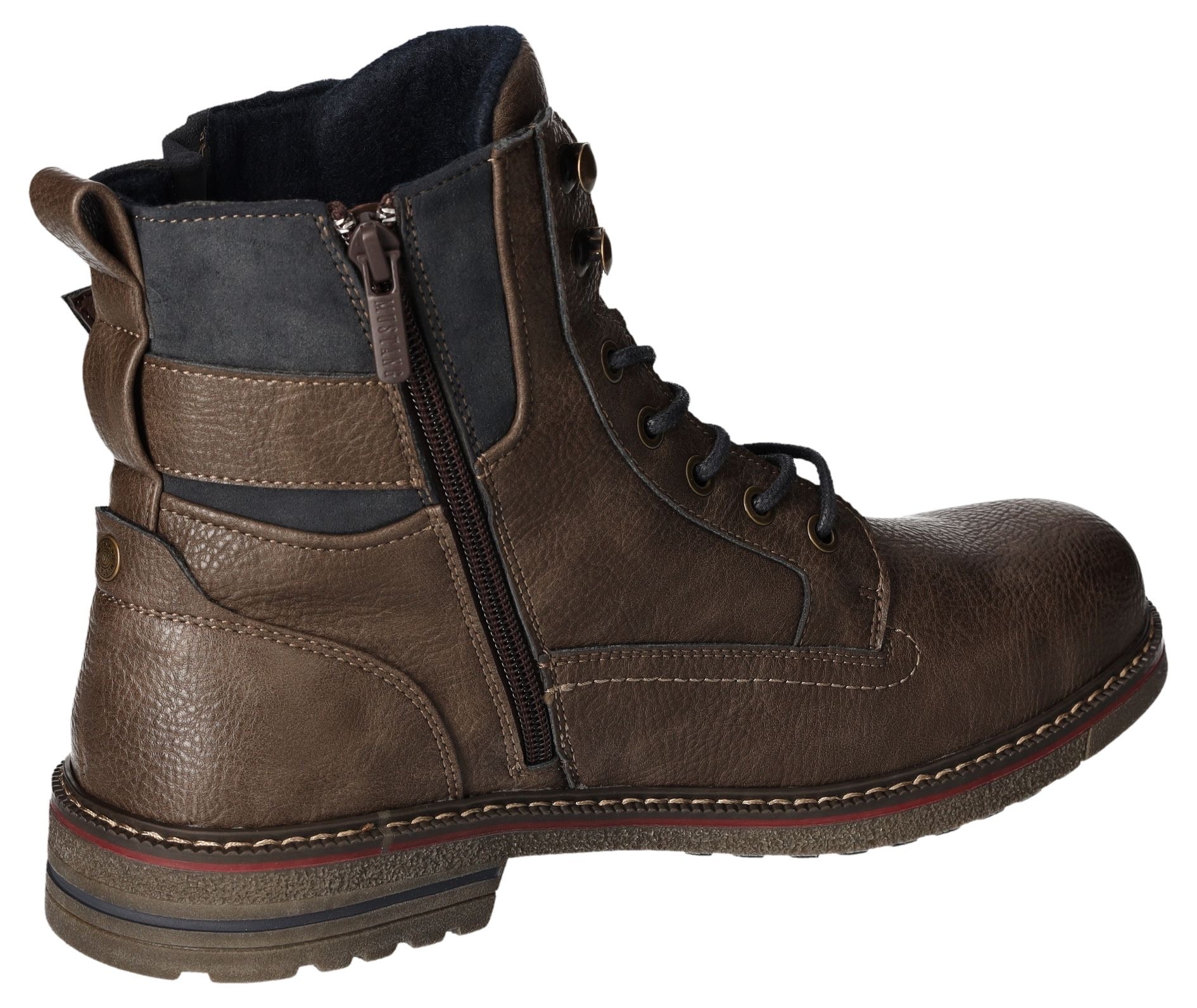 Mustang Shoes Schnürboots, Worker Boots, Herbstschuh, Stiefel mit Anziehlasche