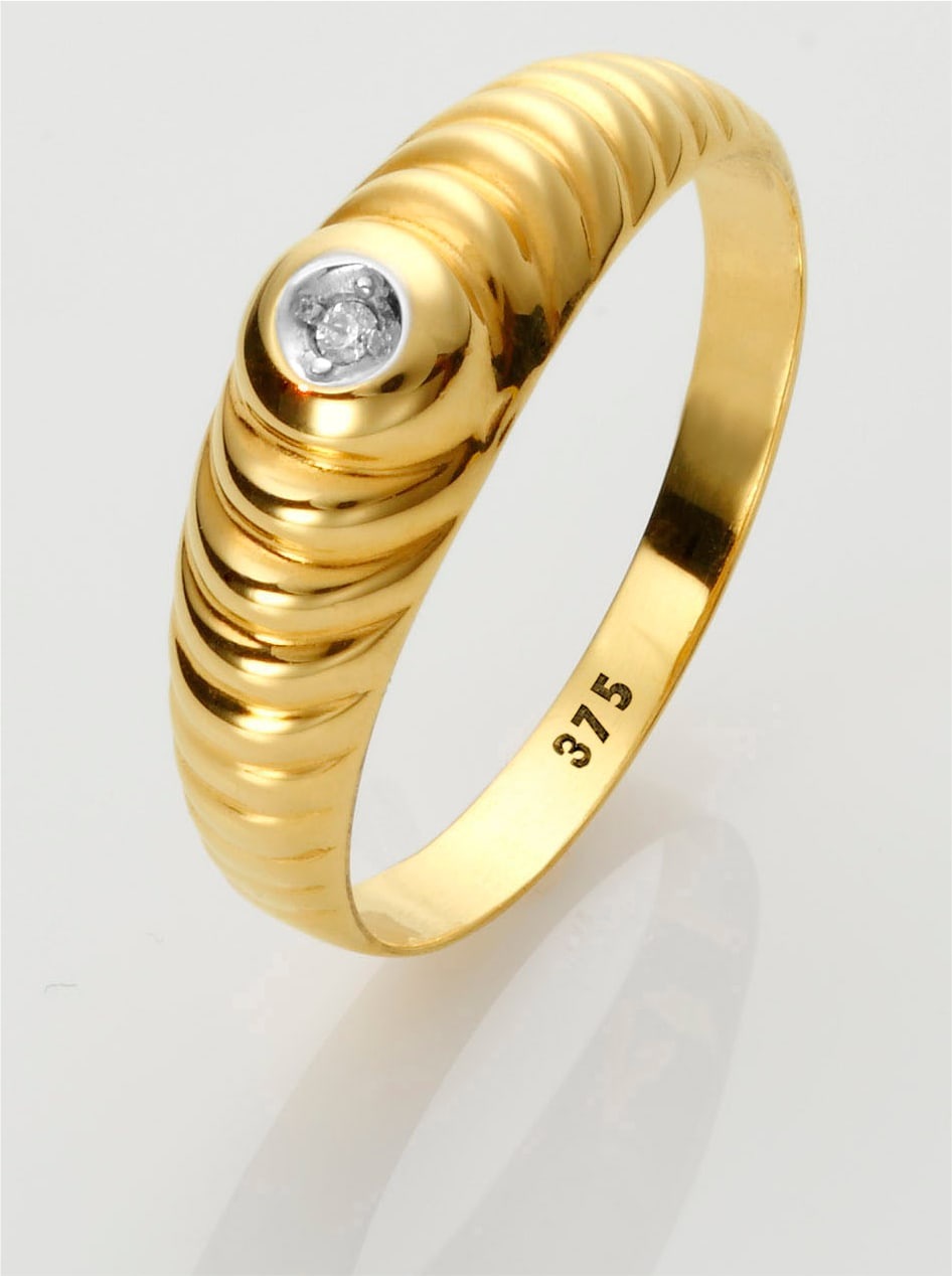 Fingerring LADY Gr. 17, gold (gelbgold 375), Fingerringe, Damen, 17, Gold Metall, Gold, Metall, Fingerring 4