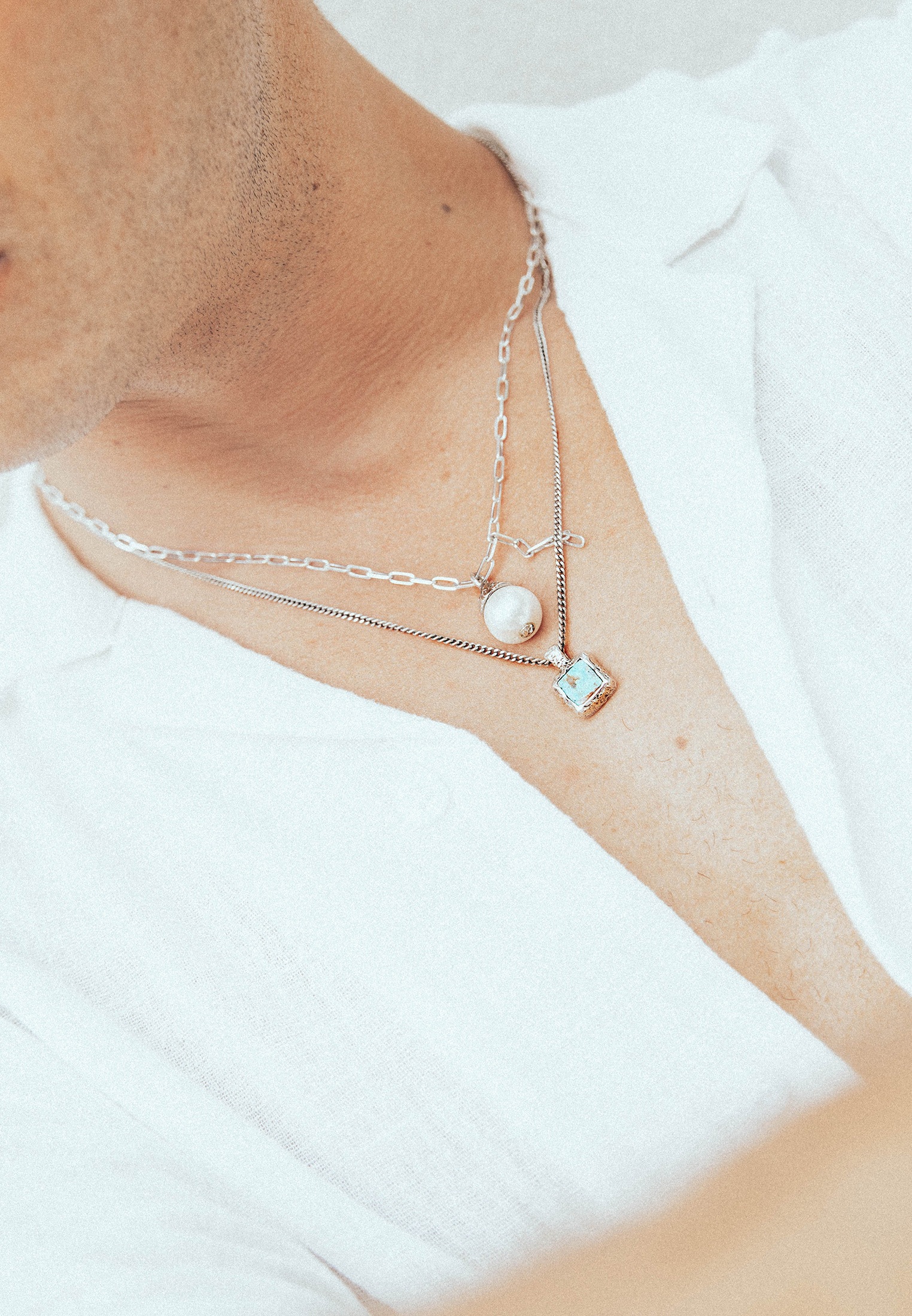 HAZE & GLORY Kette mit Anhänger »Halskette Gliederkette Süßwasserperle Barock 925 Silber«