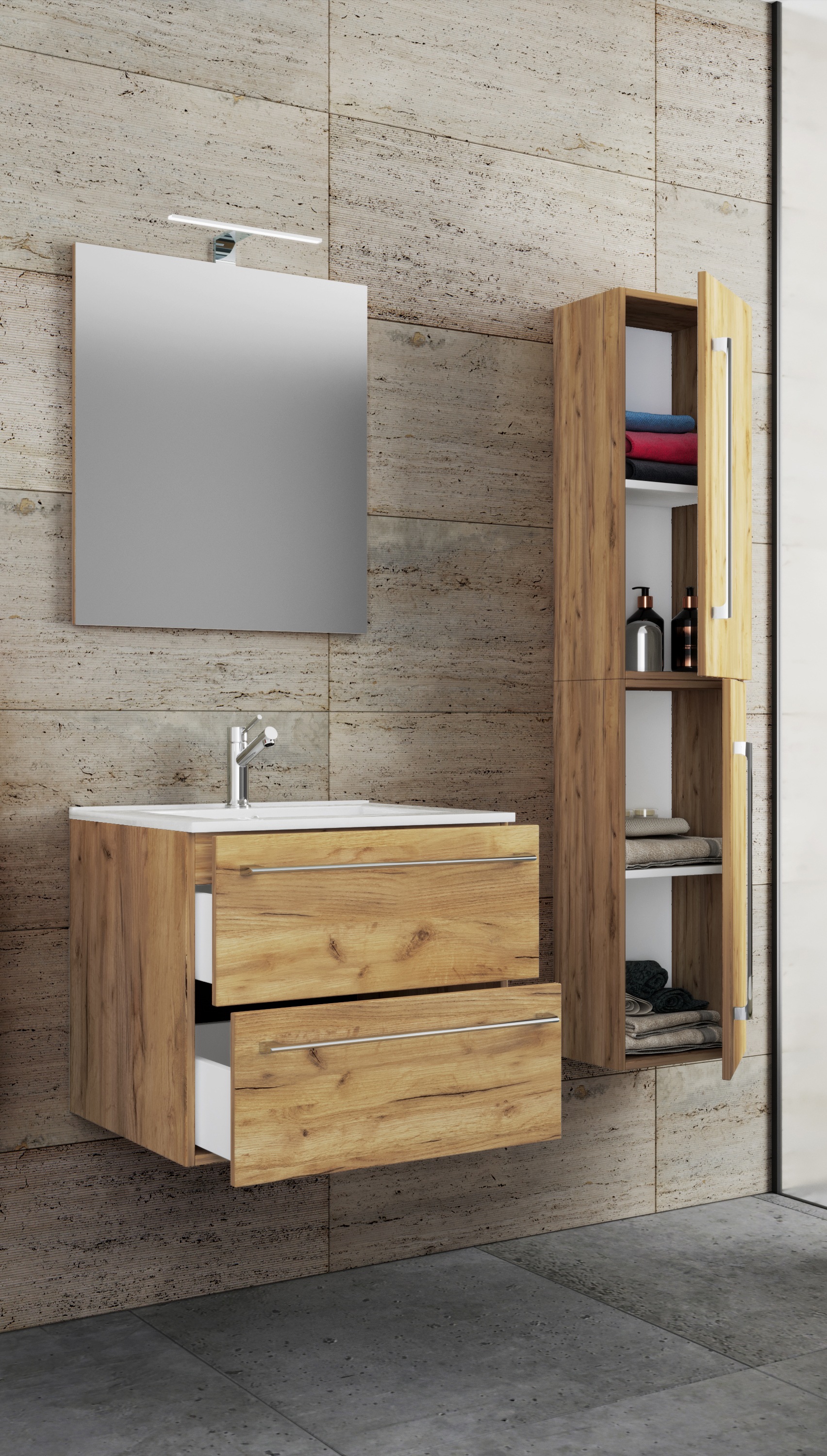 Thumbnail - VCM Waschtisch "4-tlg. Waschplatz Waschtisch Badinos Schublade SP" 4 Stk. tlg.